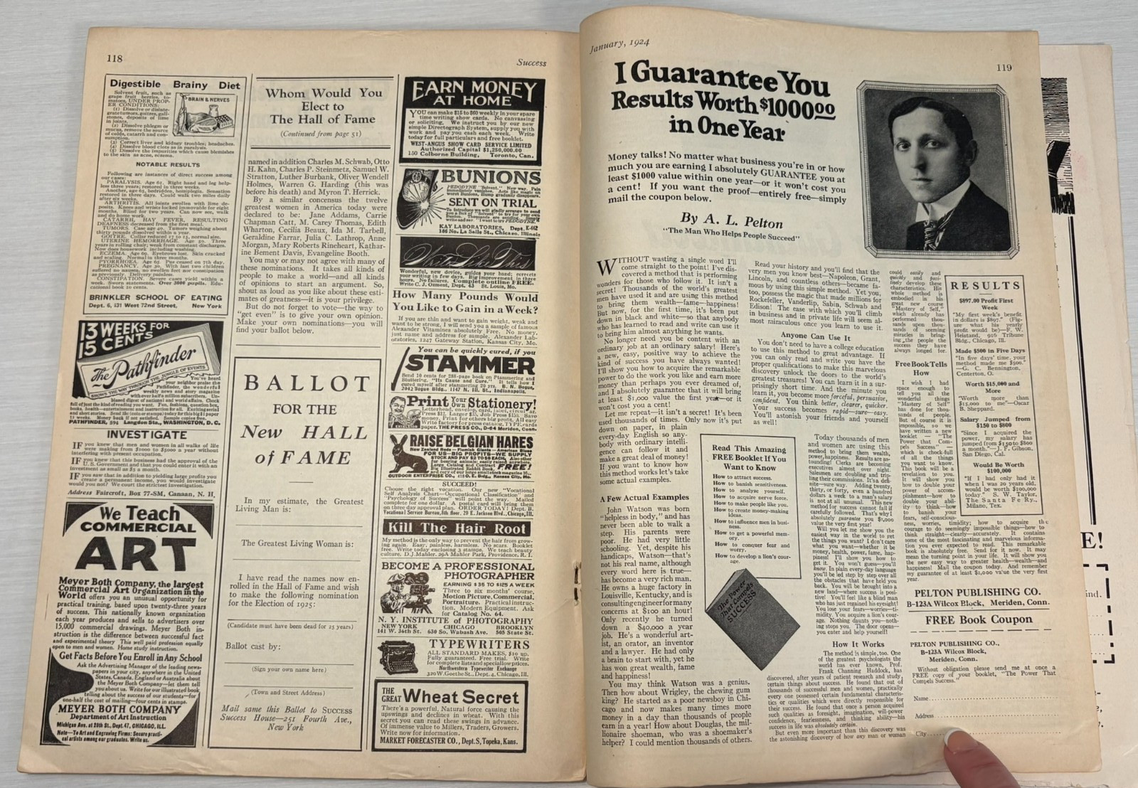 SUCCESS Magazine January 1924 Orison Swett Marden Final Year Haanel Master Key