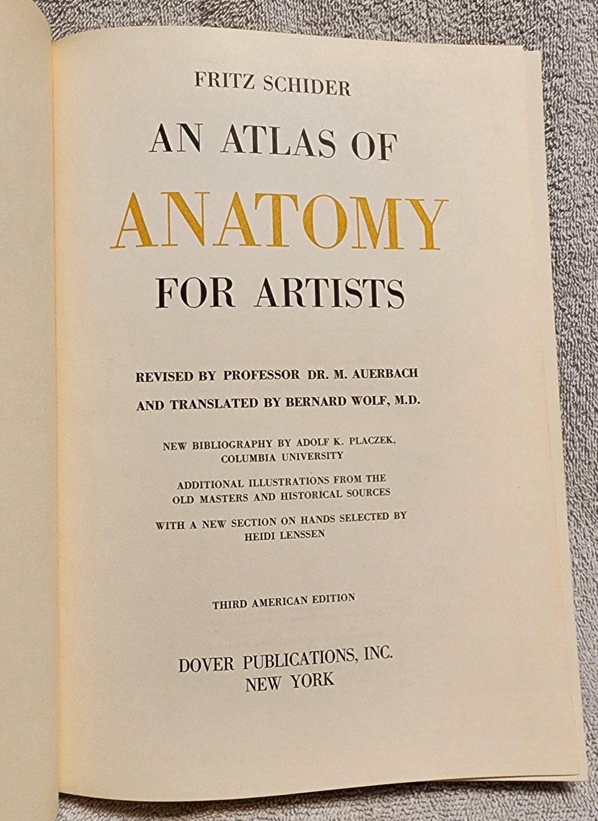 Atlas of Anatomy for Artists Book Fritz Schider 3rd Ed 1957 Dover Illustrations
