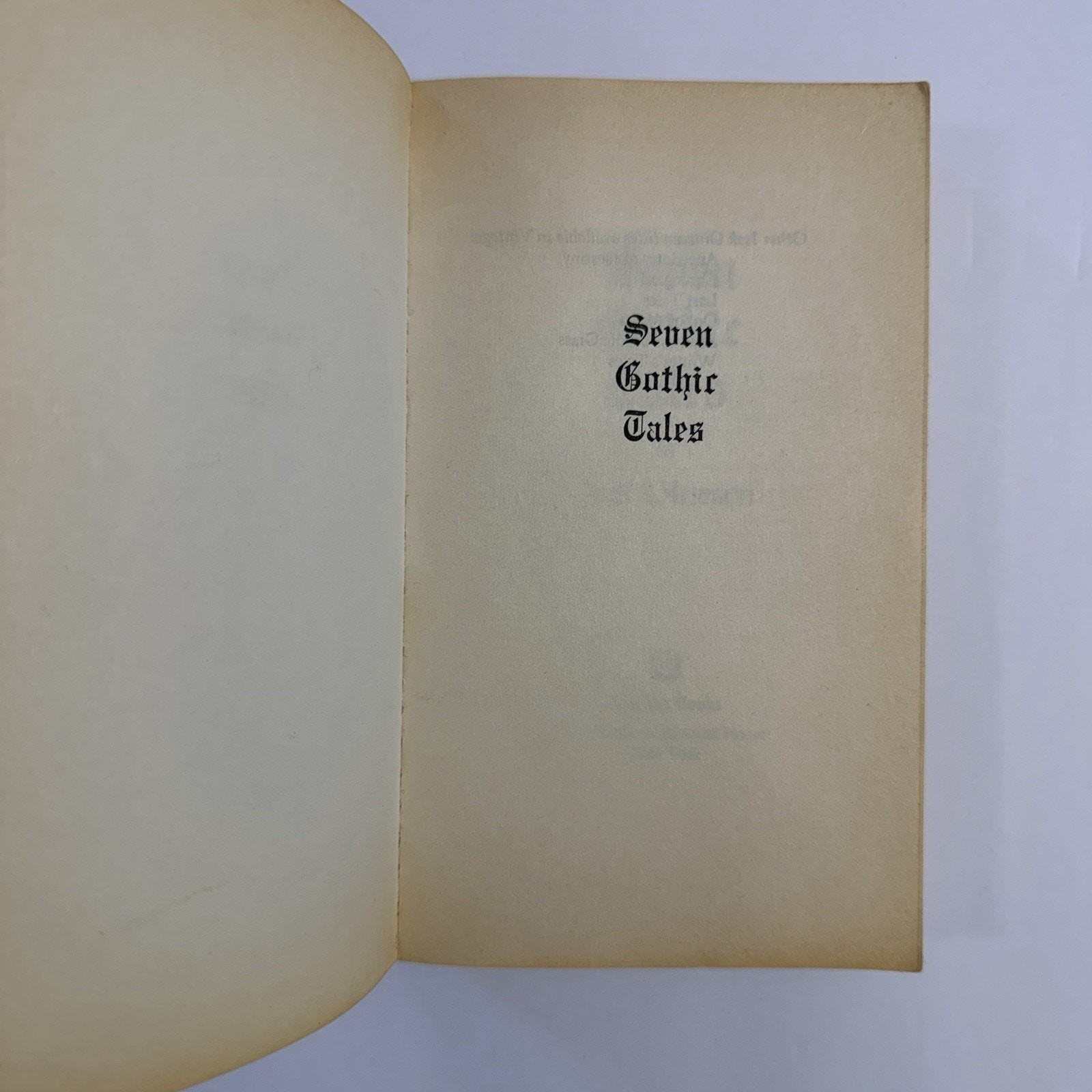 Seven Gothic Tales A Novel By Isak Dinesen 1972 Vintage Paperback Book