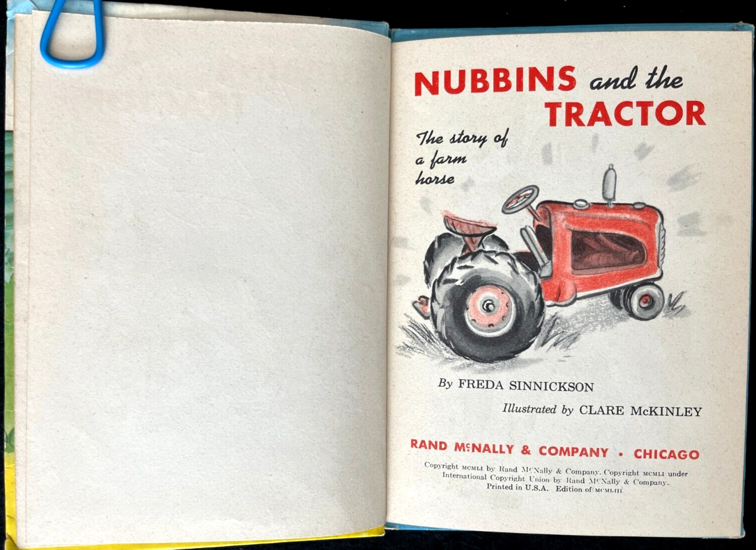 NUBBINS AND THE TRACTOR ~ vintage children’s Rand McNally Elf Junior Book, farm