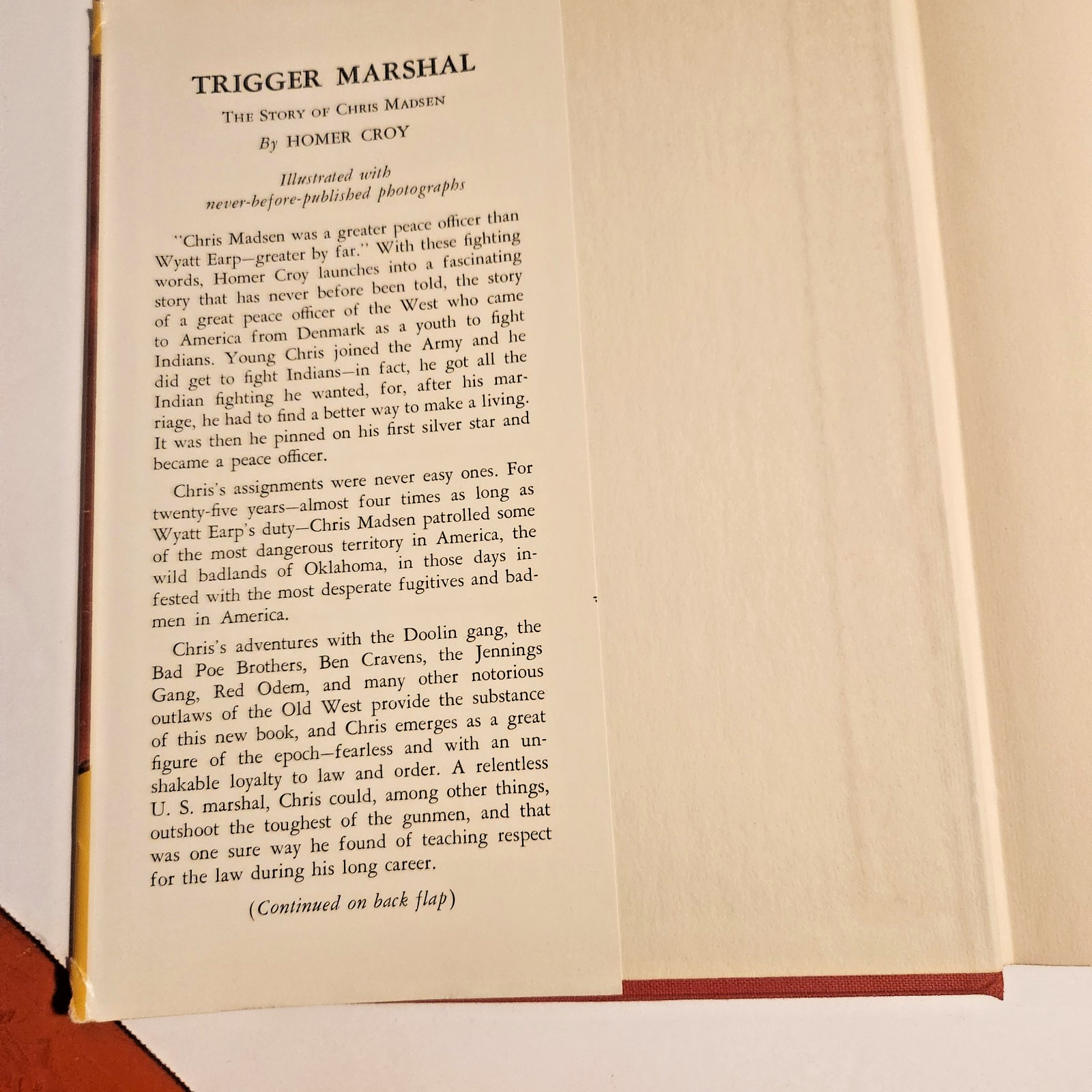 Trigger Marshall Homer Croy Story of Chris Madsen 1958 Signed