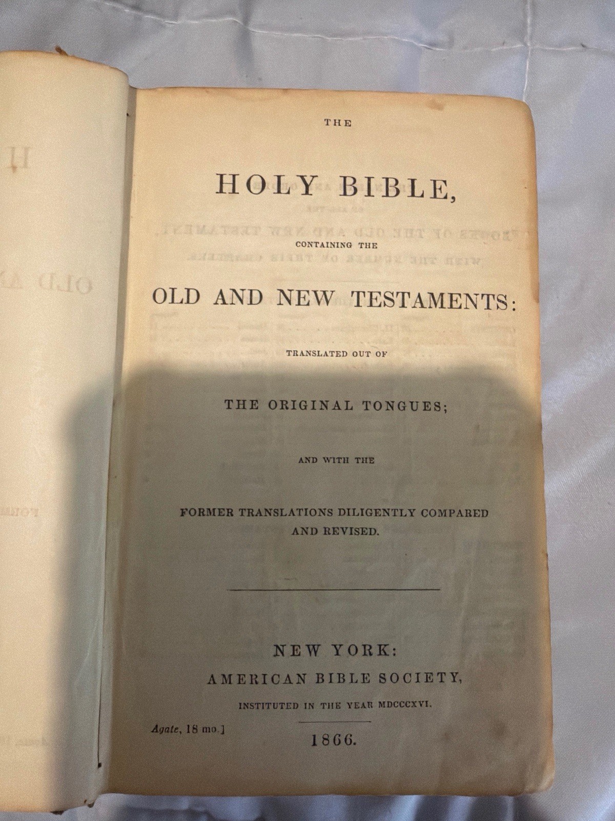 Holy Bible New & Old Testaments Orig Tongues New York American Bible S. 1866