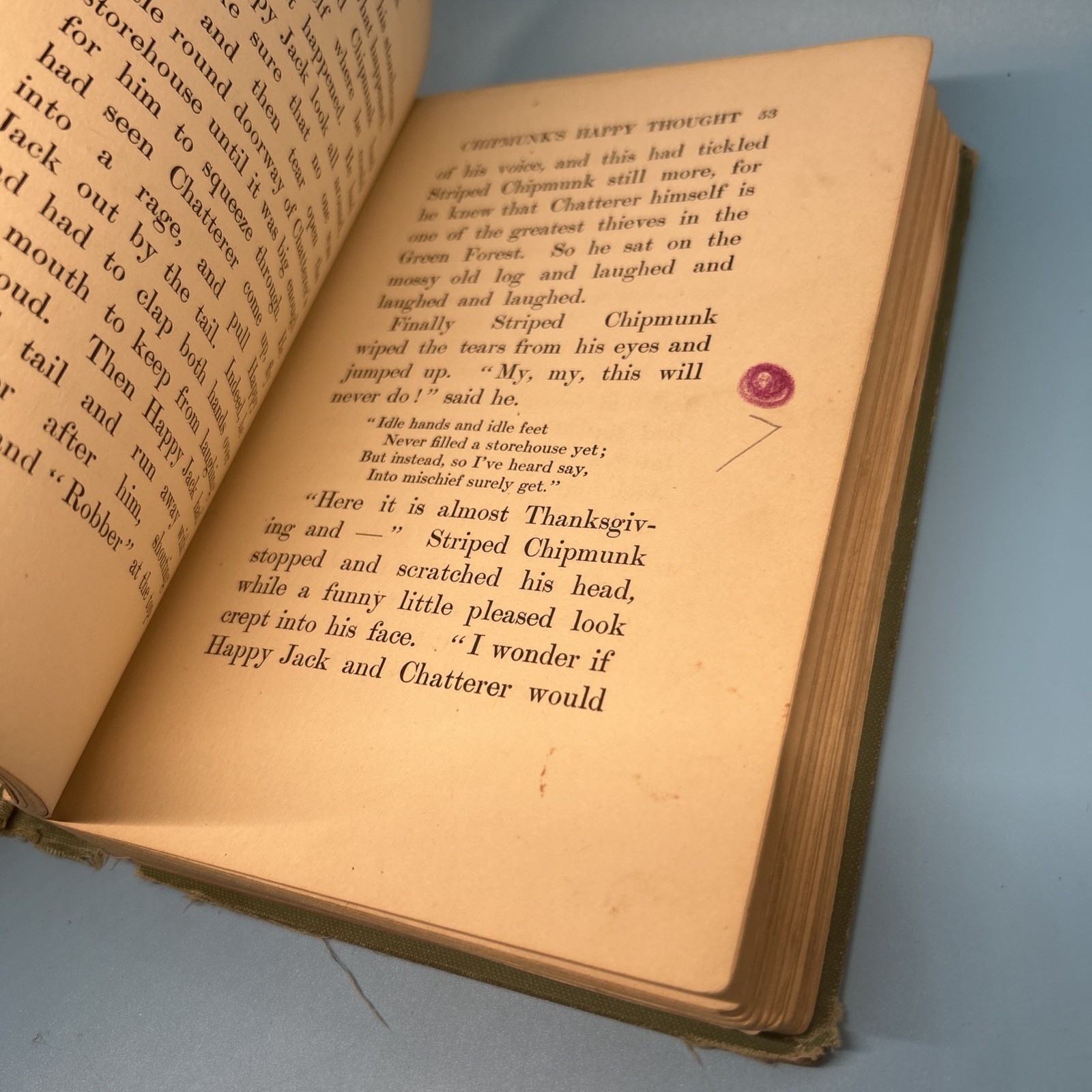 Happy Jack Squirrel Thornton W Burgess 1918 HC Vintage Children’s Book