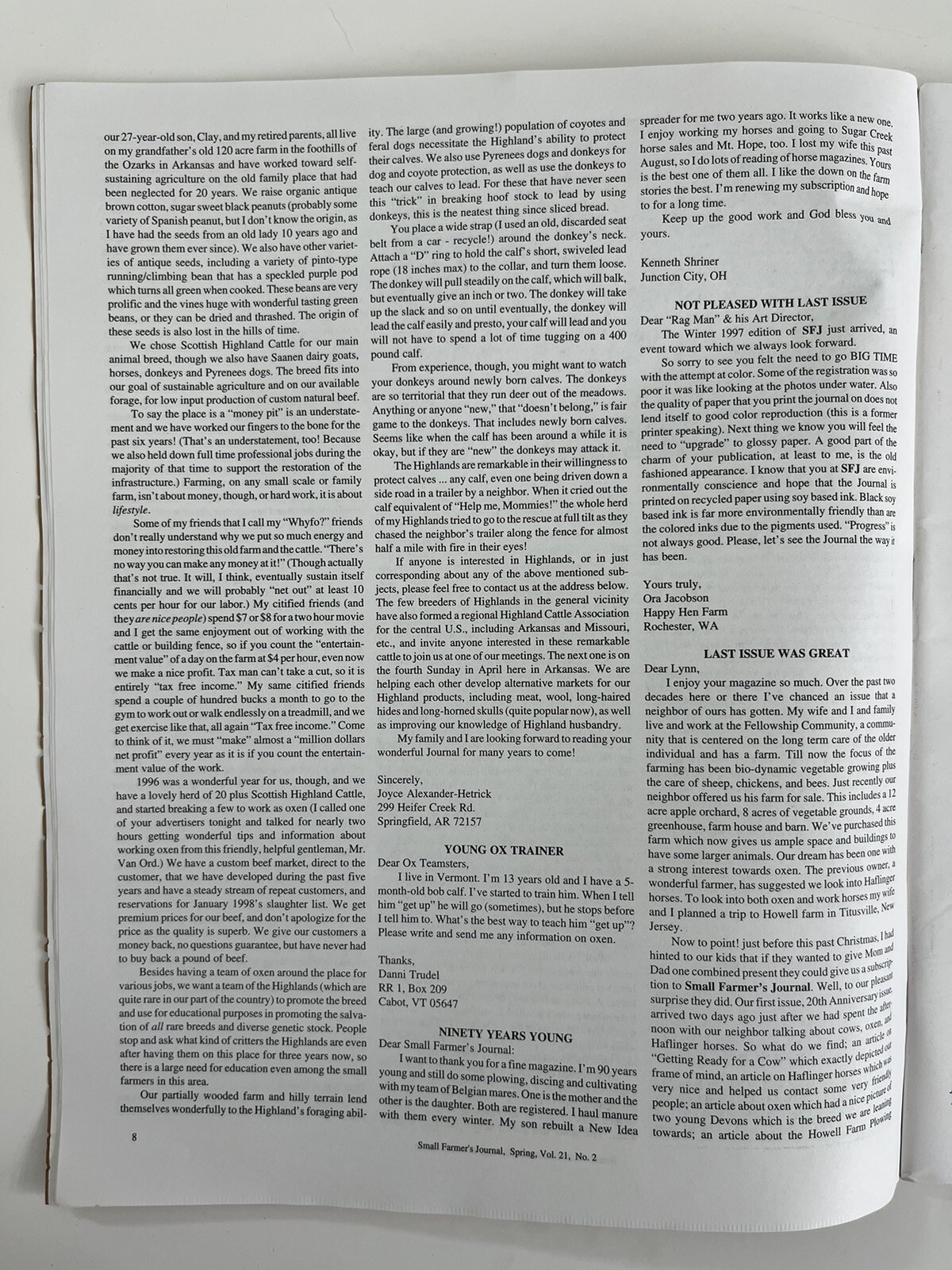 Small Farmer’s Journal: 82nd Issue, Spring 1997 |TDD