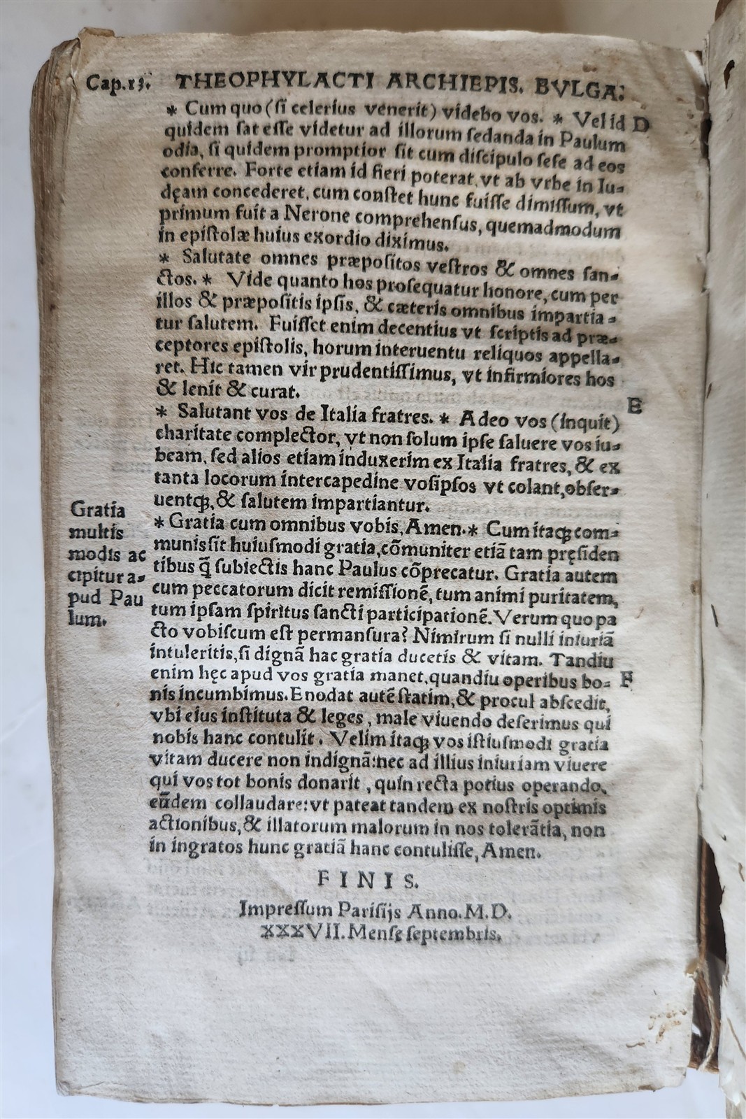 1537 Theophylactus de Achrida ANTIQUE In omnes D. Pauli epistolas enarrationes