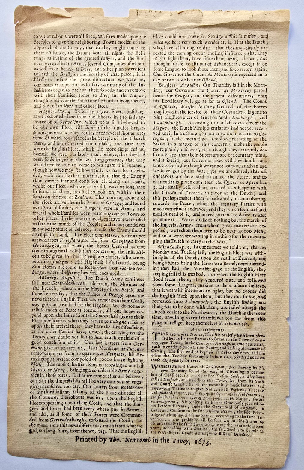 The London Gazette Issue #803 July 28-31, 1673! Over 350 Years Old!