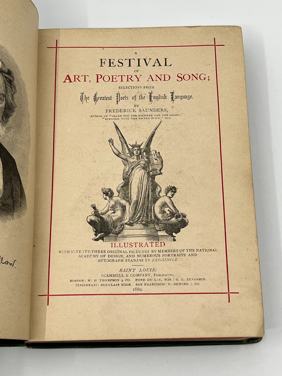 Festival of Art Poetry and Song 1880 Vintage Hardcover RARE Illustrated Saunders