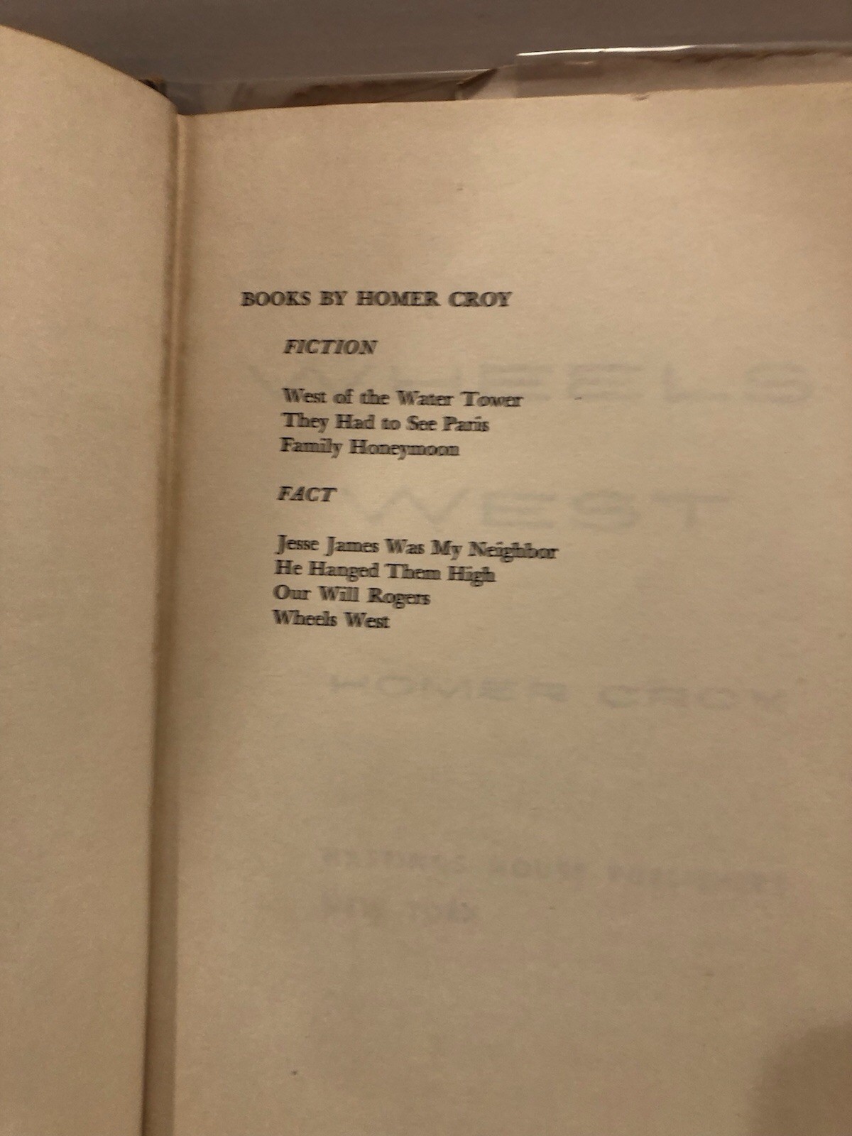 WHEELS WEST THE STORY OF THE DONNER PARTY BY HOMER CROY HISTORY BOOK 1955