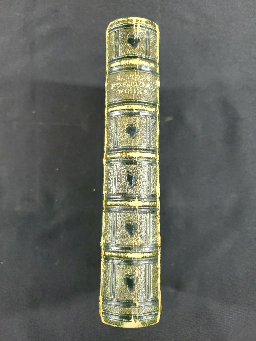 1871 Book The Poetical Works John Milton Nelson & Sons Textured Green Cover