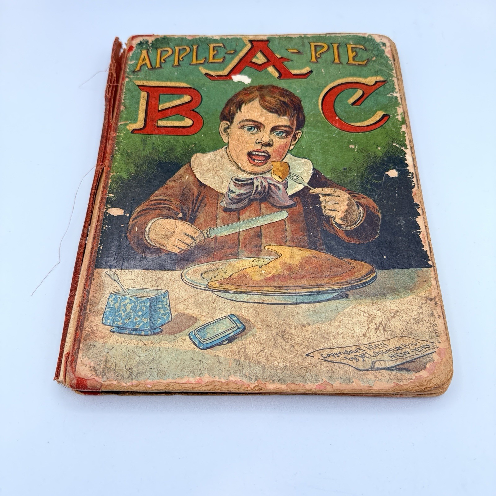 Antique 1888 McLoughlin Bros Apple Pie ABC Victorian Board Book Chromolithograph