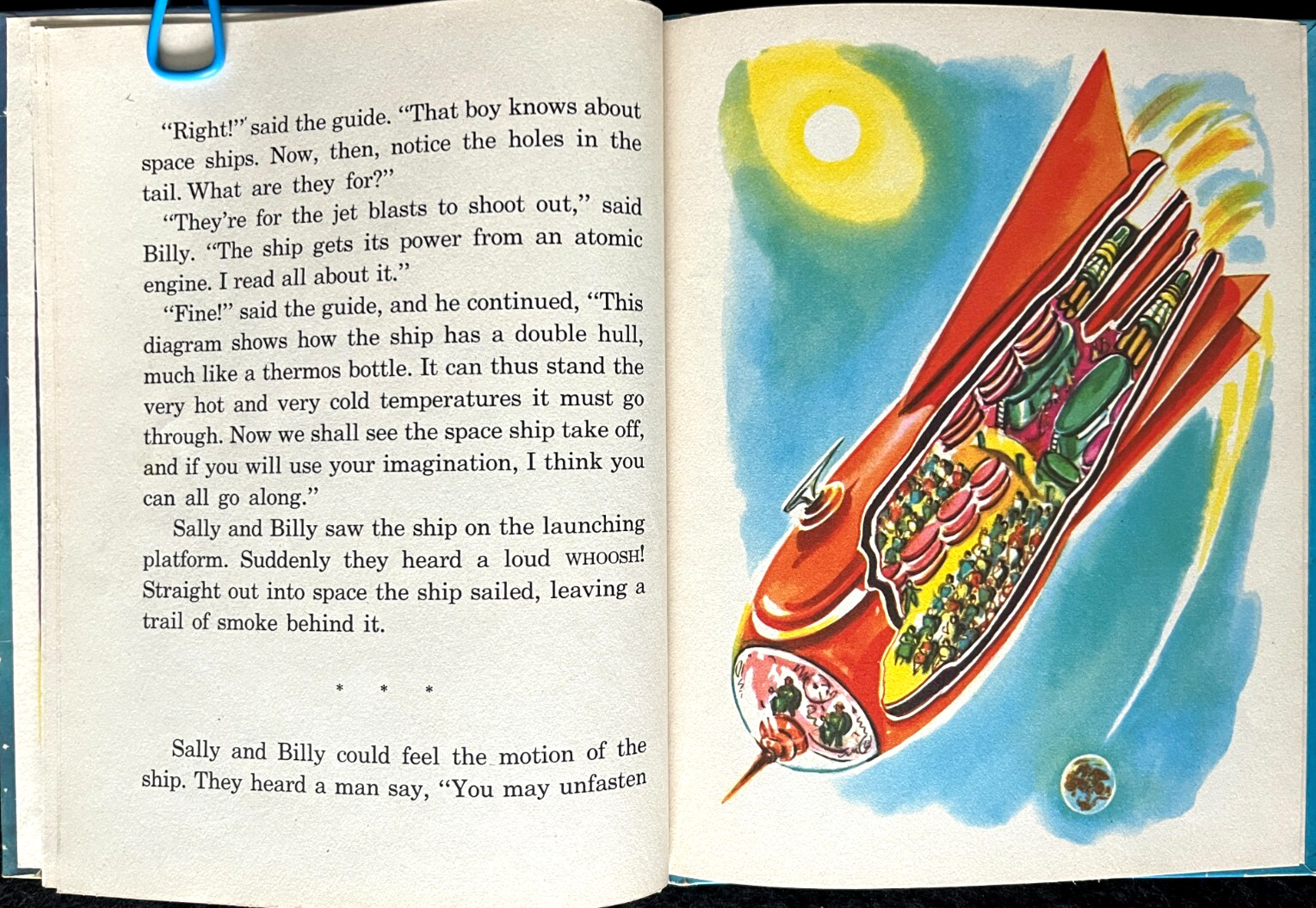 SPACESHIP TO THE MOON ~ vintage children’s 1st ed. Rand McNally Elf Book 1952 VG