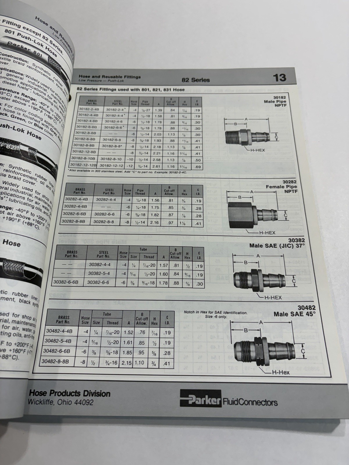 Parker Scientific Hose & Fittings Catalog Manual Guide Book Ephemera Catalog