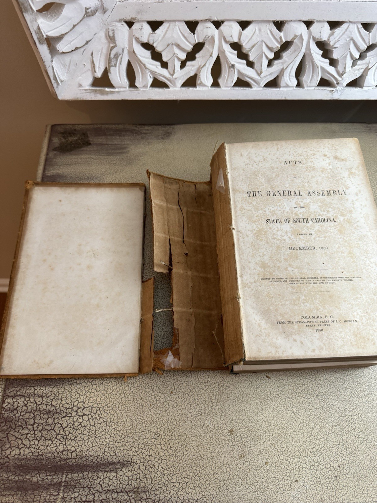 Antique SC Statutes at Large 922 Pages Complete Split Binding Signed by Binder