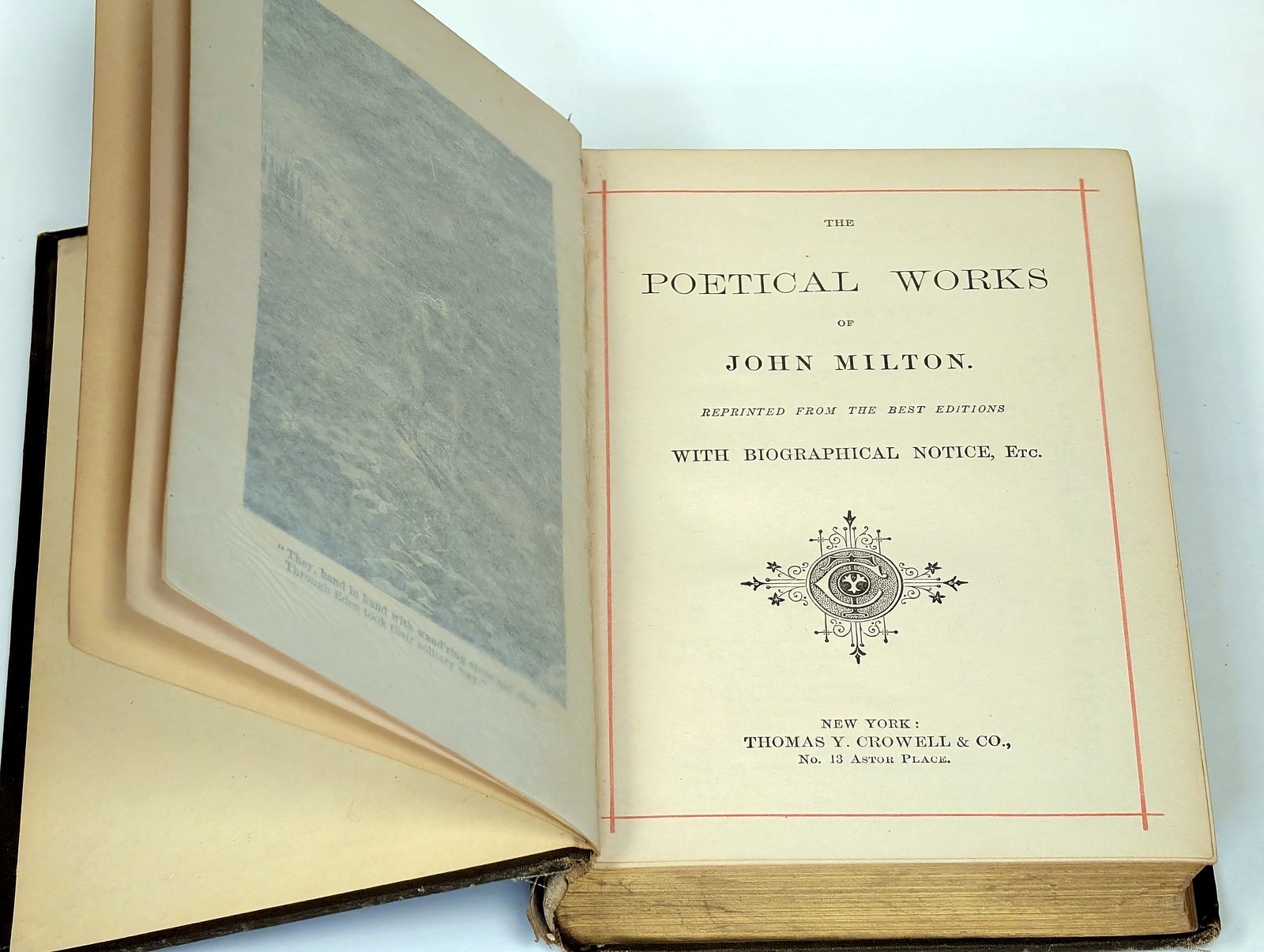 Antique Milton’s Poems Decorative Gilt Binding Crowell Victorian Poetry Book