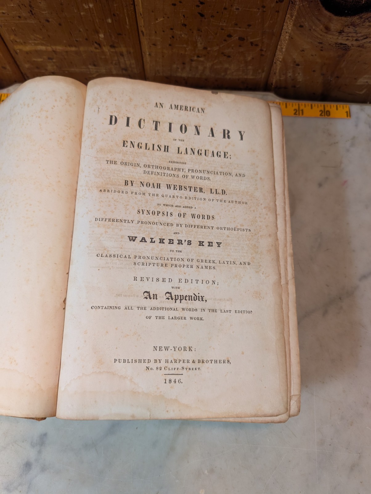 An American Dictionary Noah Webster ‘s 1846 Harper & Brothers Abridged Antique