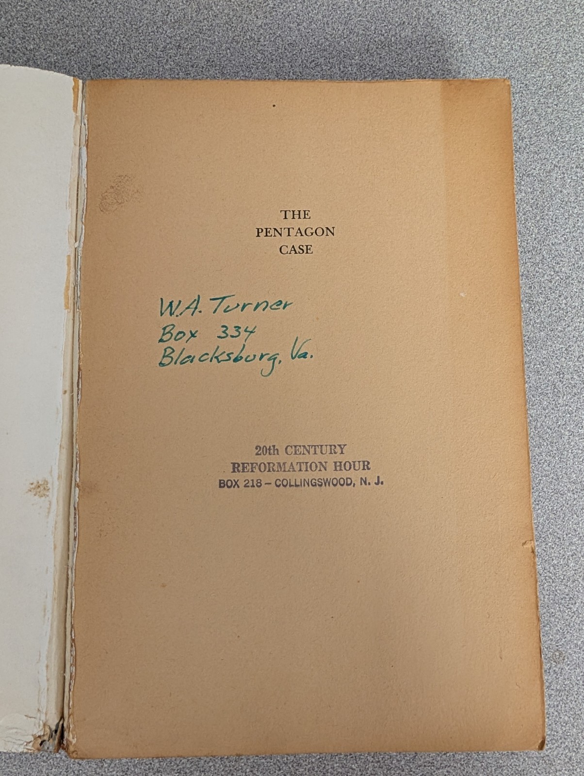 The Pentagon Case Col. Victor J. Fox 1958 Paperback Vintage Anti-Communist