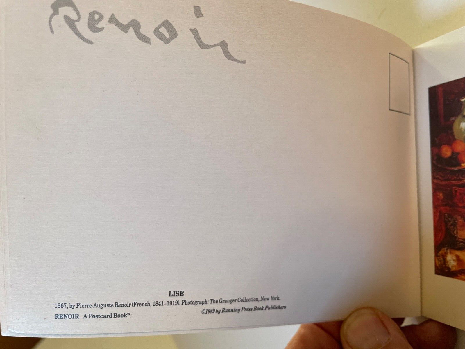 RENOIR A Postcard Book Running Press 1989 ~A Book of 30 Postcards to Mail