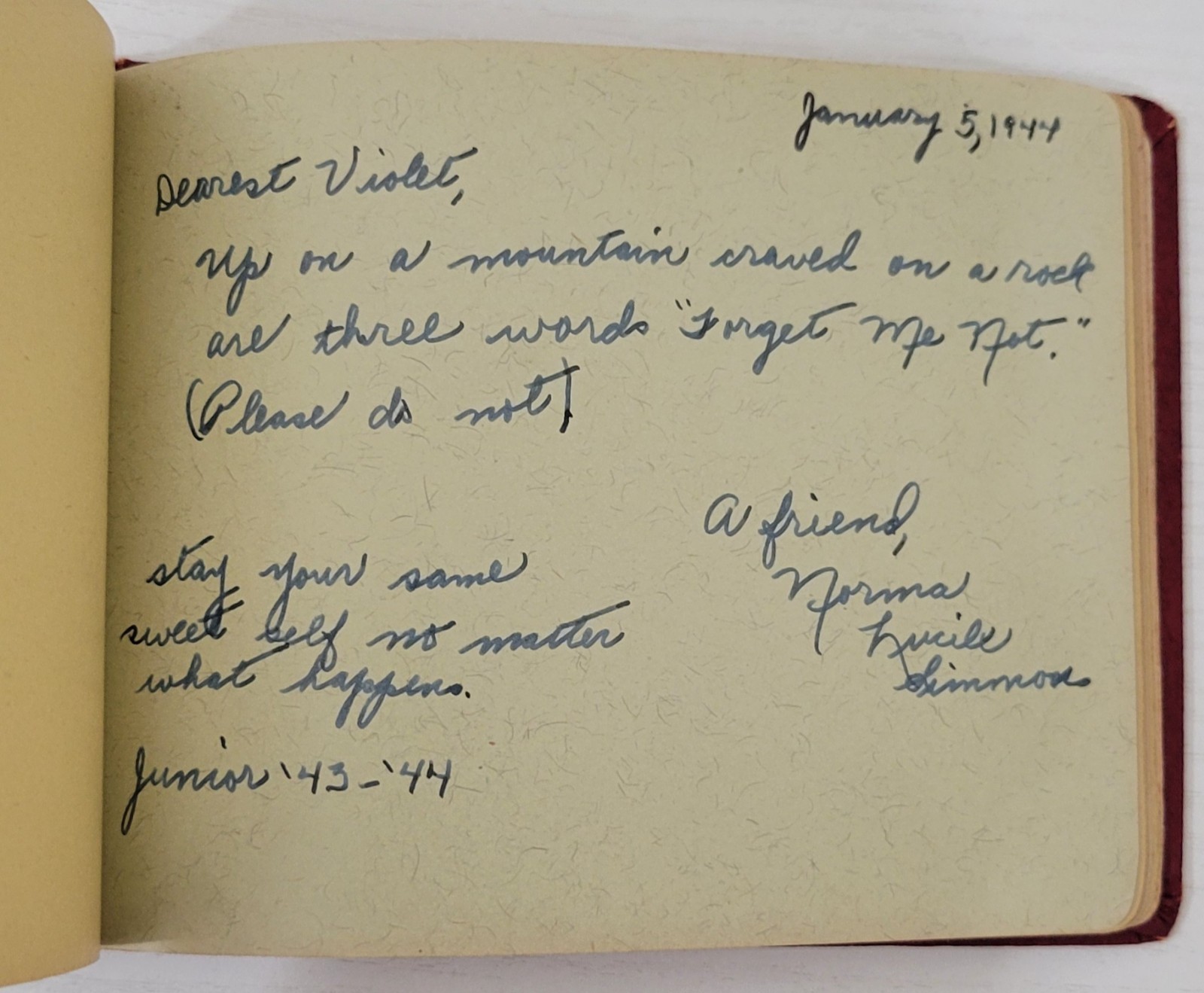 Vintage Autograph Book Young Girl School Friendship Handwritten 1941-1944