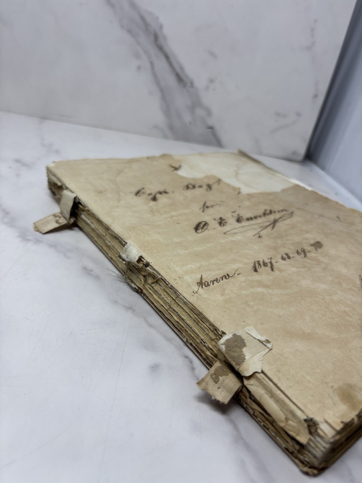 Antique Captain’s Log 1867-1870 Hand Possibly Scandinavian? Enevoldsen