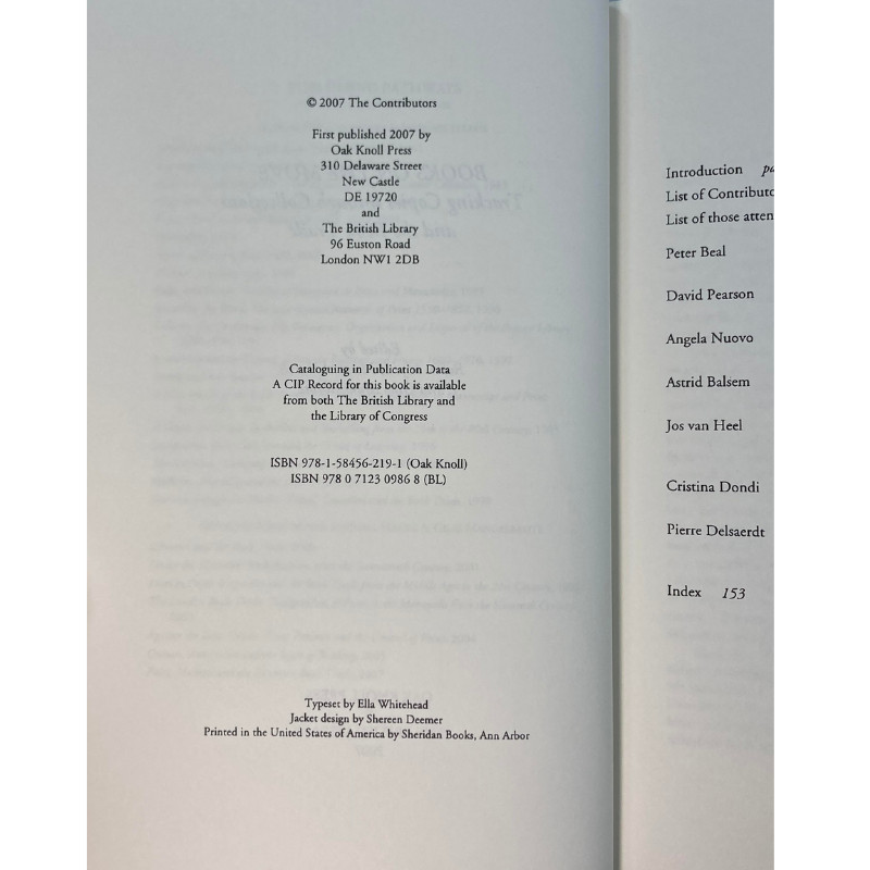 Books on the Move: Tracking Copies through Collections and the Book Trade, 2007