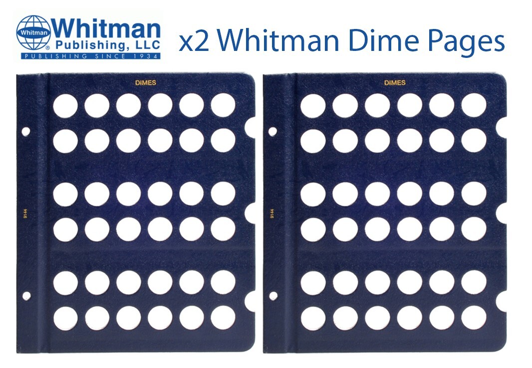 2 Whitman Blank Coin Album Pages For Dimes 36 Holes w Inserts Archival Long Term