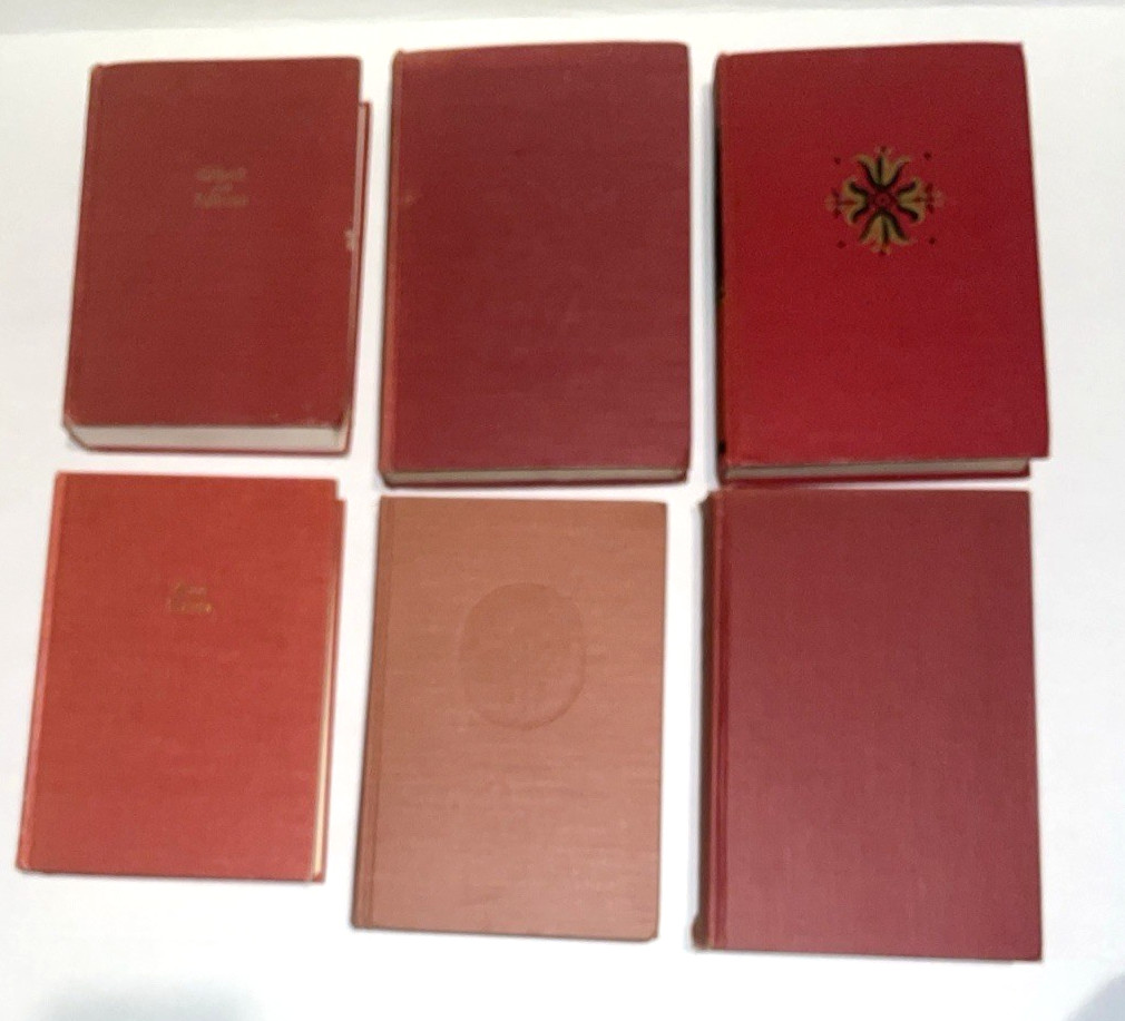 Vintage Red Hardcover Books Lot of 6 Classic Literature Decorative Books