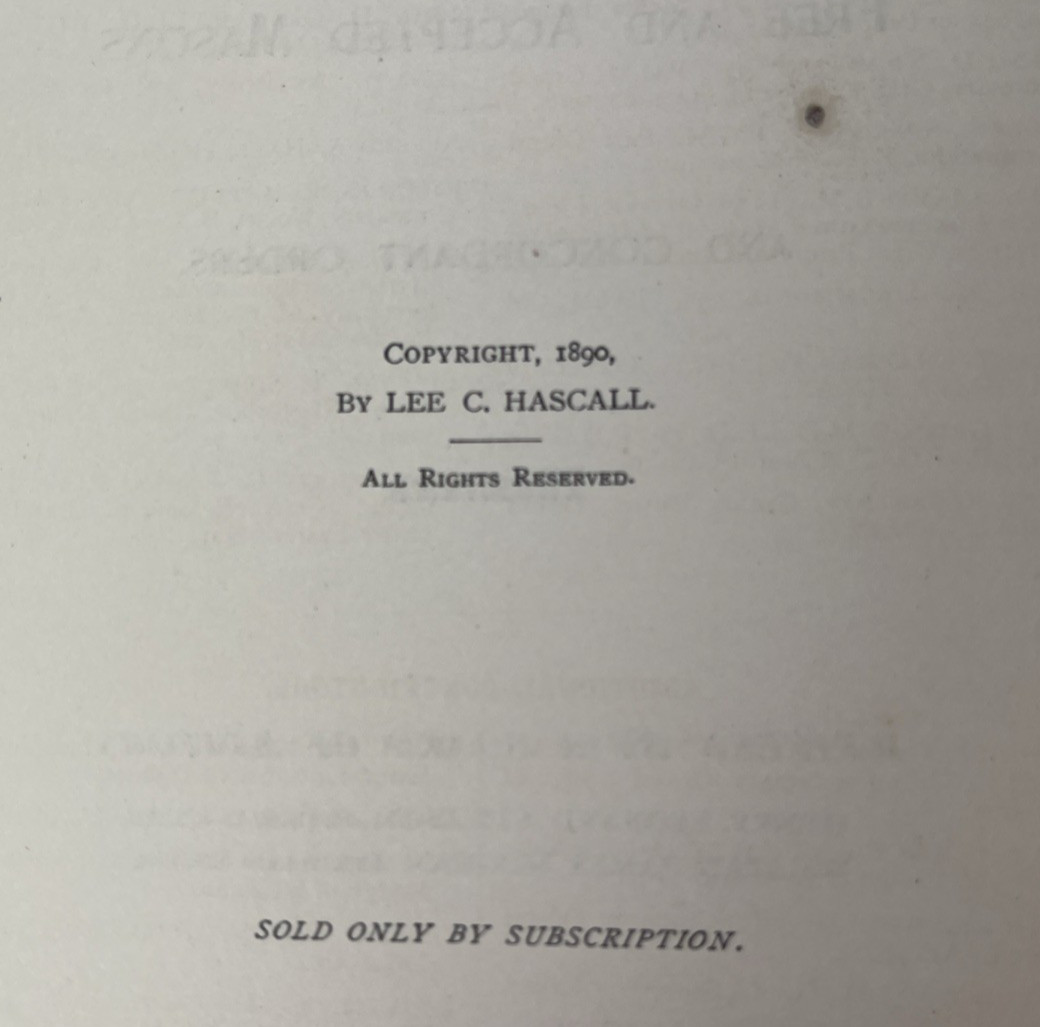 HISTORY of FREEMASONRY AND CONCORDANT ORDERS 1891 (c) 1890 HC