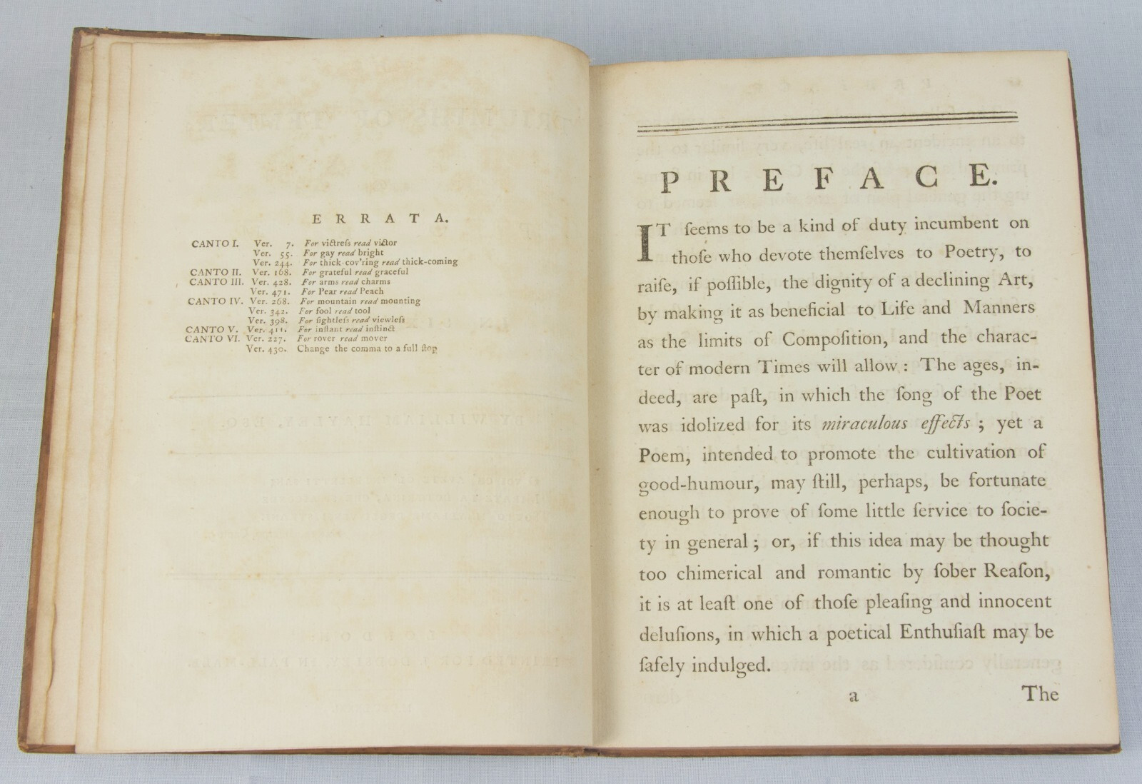 Hayley – 1781 TRIUMPHS of Temper – rare 1st edition in contemporary calf binding
