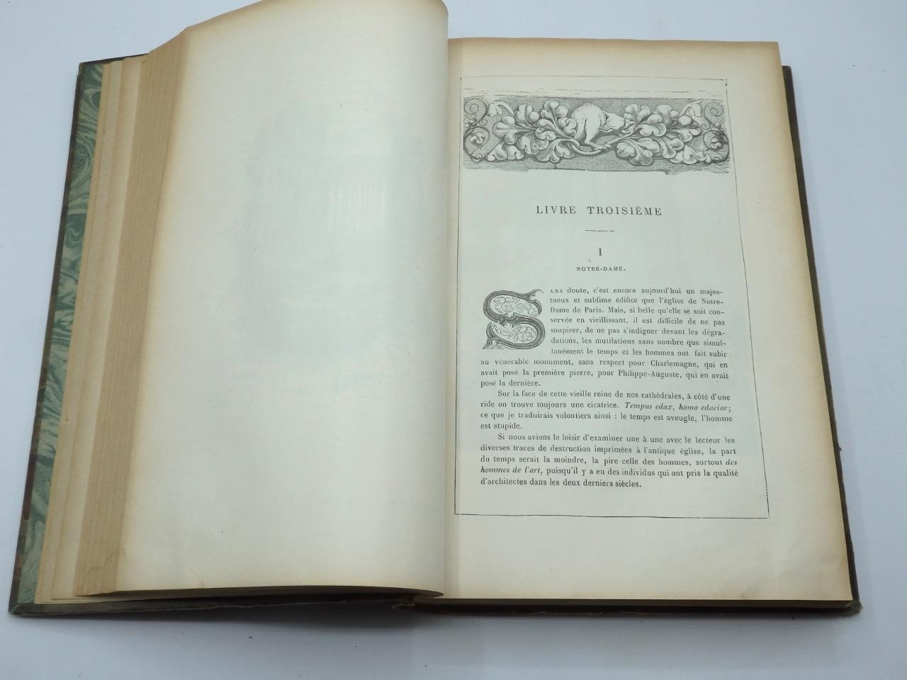 c1880 HUNCHBACK of NOTRE-DAME in FRENCH – Victor Hugo VERY CLEAN Leather Binding