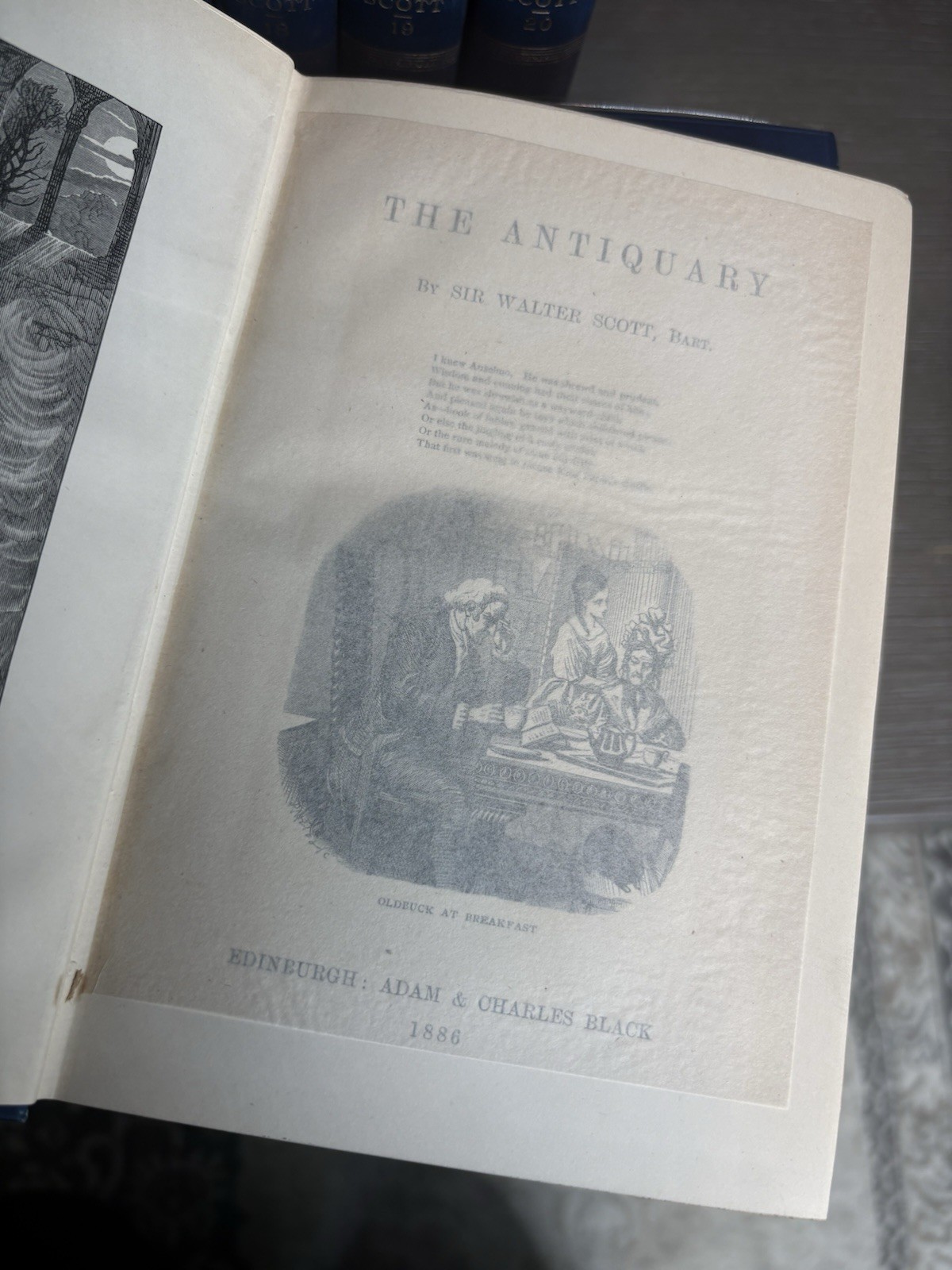Sir Walter Scott Waverley Novels Illustrated Hardcover 1887, Blue & Gold binding