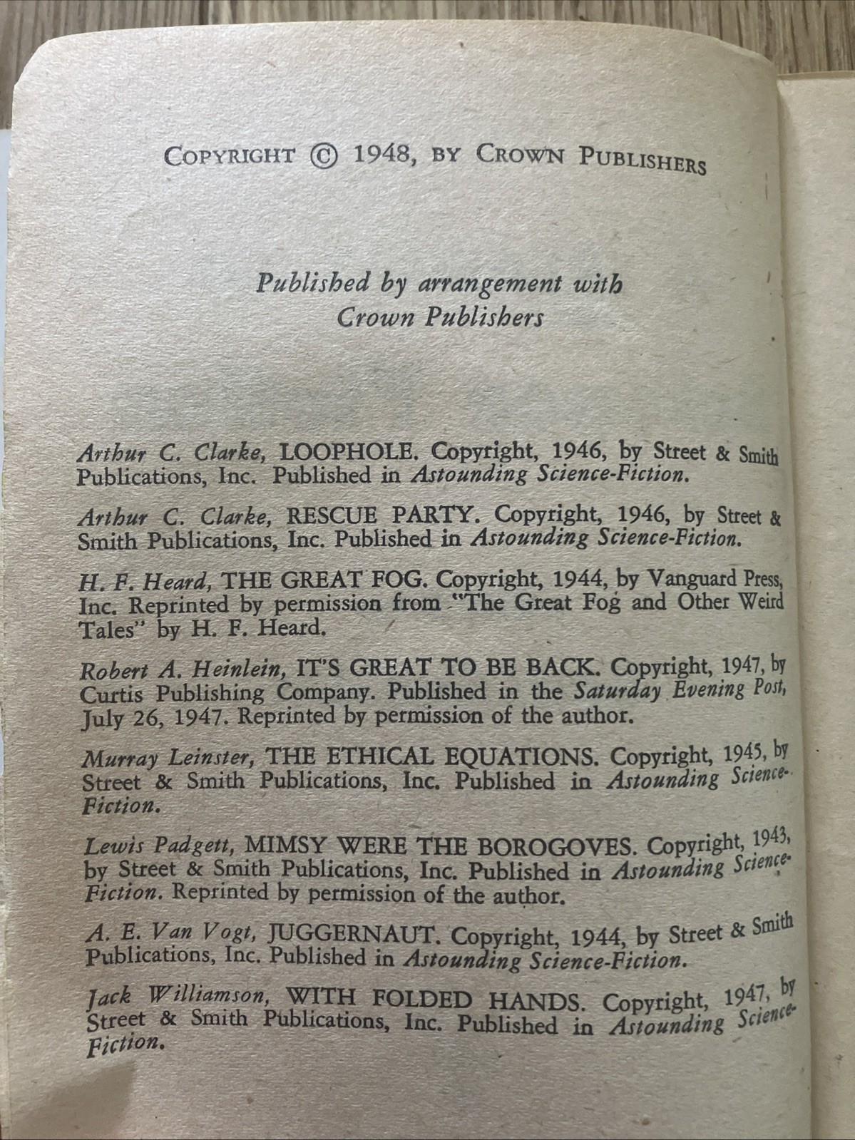 A Treasury of Science Fiction 1948 First Edition Groff Conklin