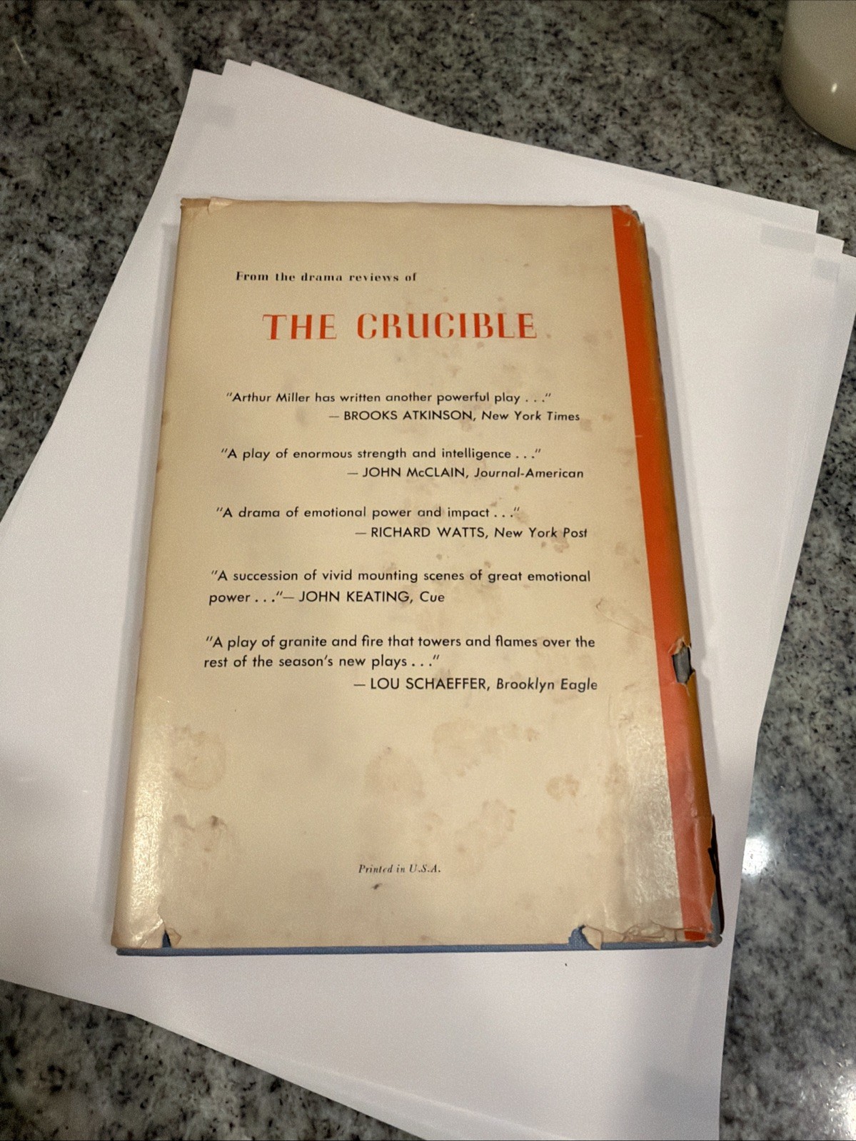 The Crucible: A Play in Four Acts Hardback. First edition hard back