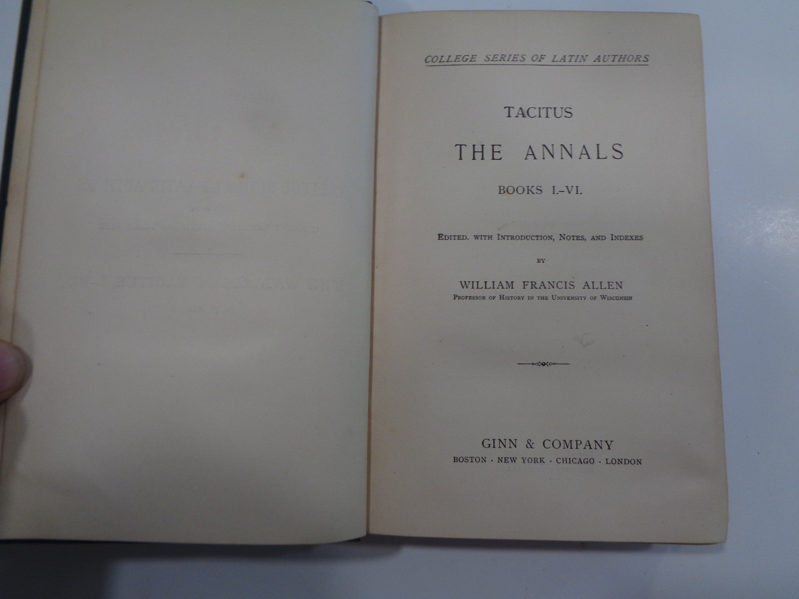 The Annuals of Tacitus 1890 Books I-VI Ancient Roman Classical Studies Latin