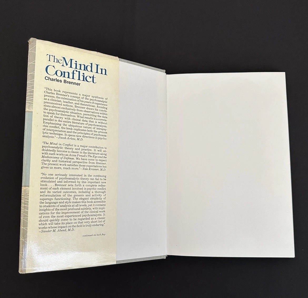 The Mind in Conflict Charles Brenner 1983 HC DJ Psychoanalysis VG Ego Psychology