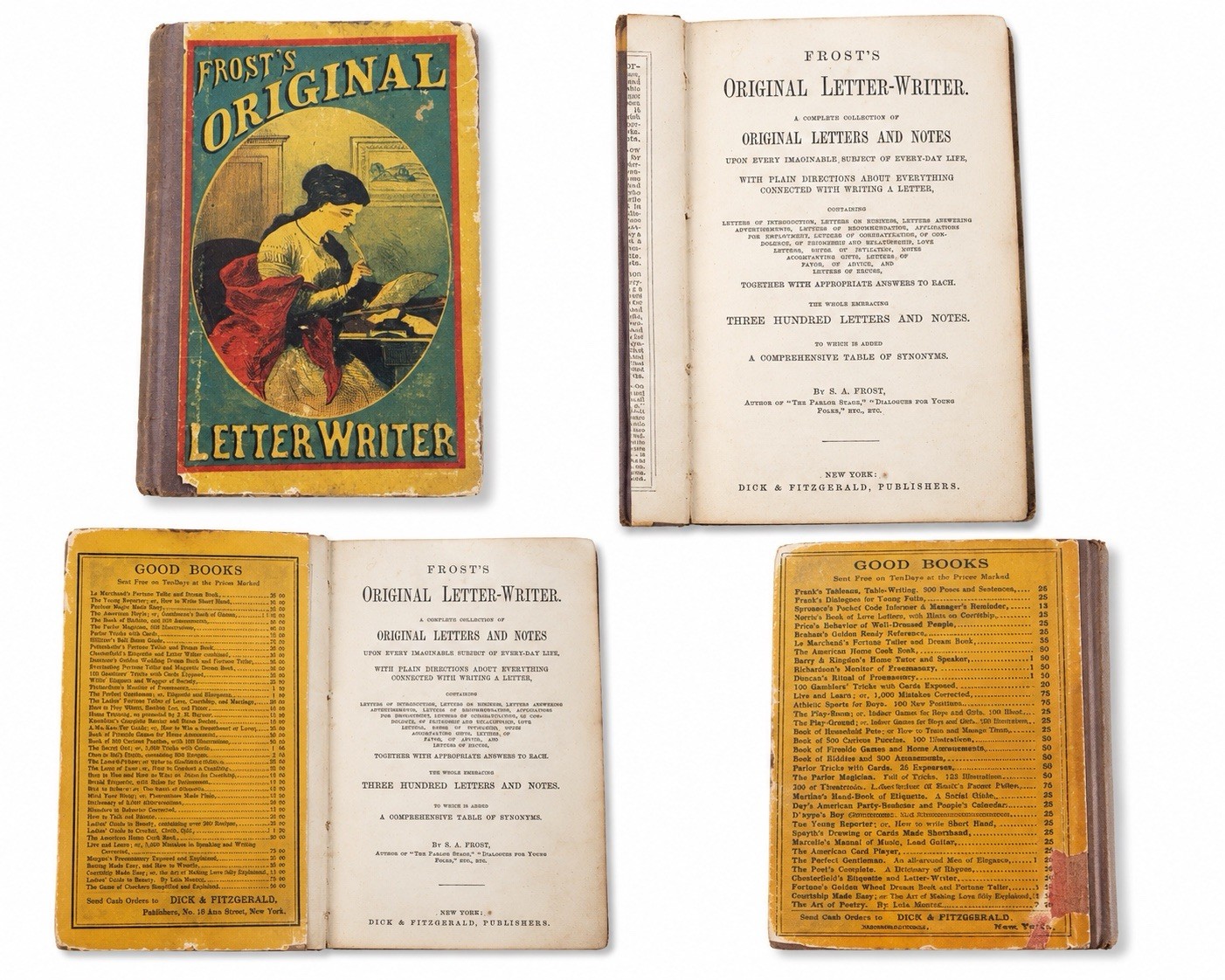 Antique 1866 1867 Etiquette Letter Writer Books Lot 2 Dick & Fitzgerald NY