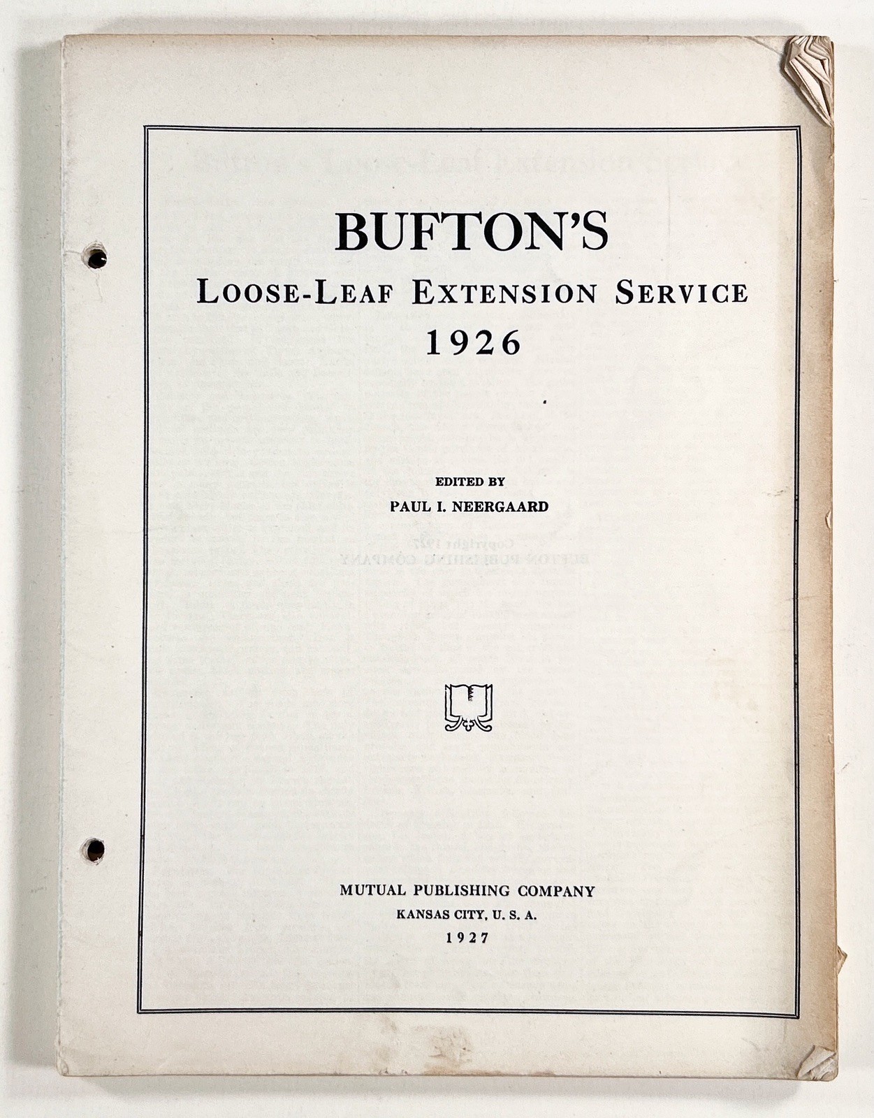 1927 BUFTON’S LOOSE-LEAF EXTENSION SERVICE (1926) Encyclopedia supplement