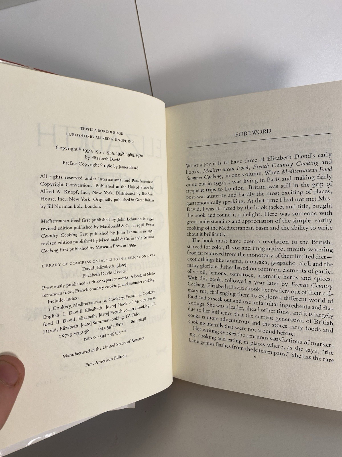 Elizabeth David Classics Cookbooks Hardcover 1980 Alfred A. Knopf