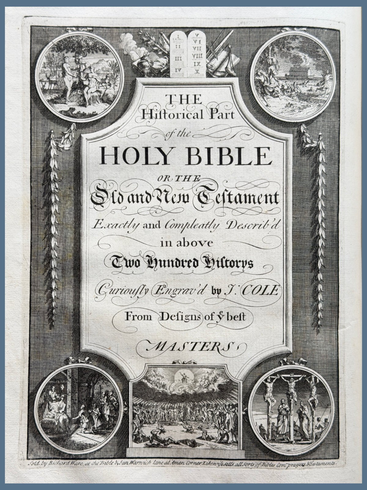 1715 Extra Illustrated Pulpit Folio King James Bible in Stunning Period Binding
