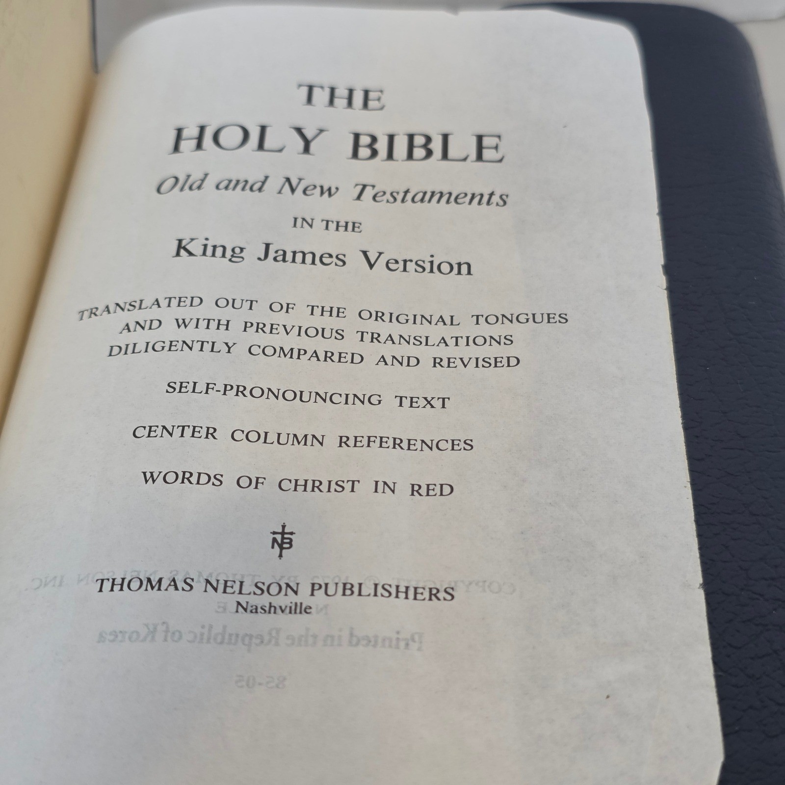 Thomas Nelson KJV Holy Bible Blue Bonded Leather Red Letter Metal Clip 1972 VTG