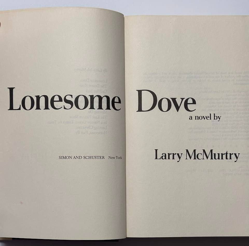 Lonesome Dove Larry McMurtry 1st Edition/1st Printing 1985 HC DJ Page 621 Error