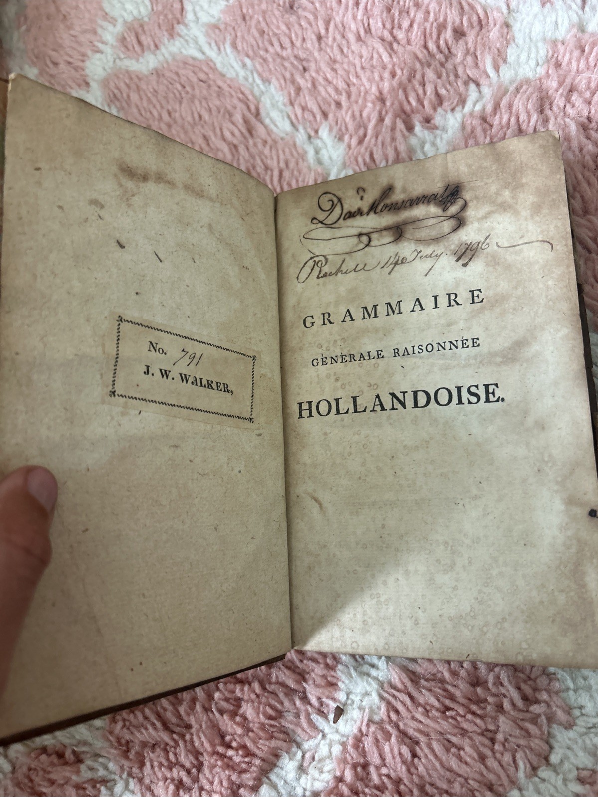 1781 First Edition Grammare Hollandoise French Bookplate And 18th C Ticket