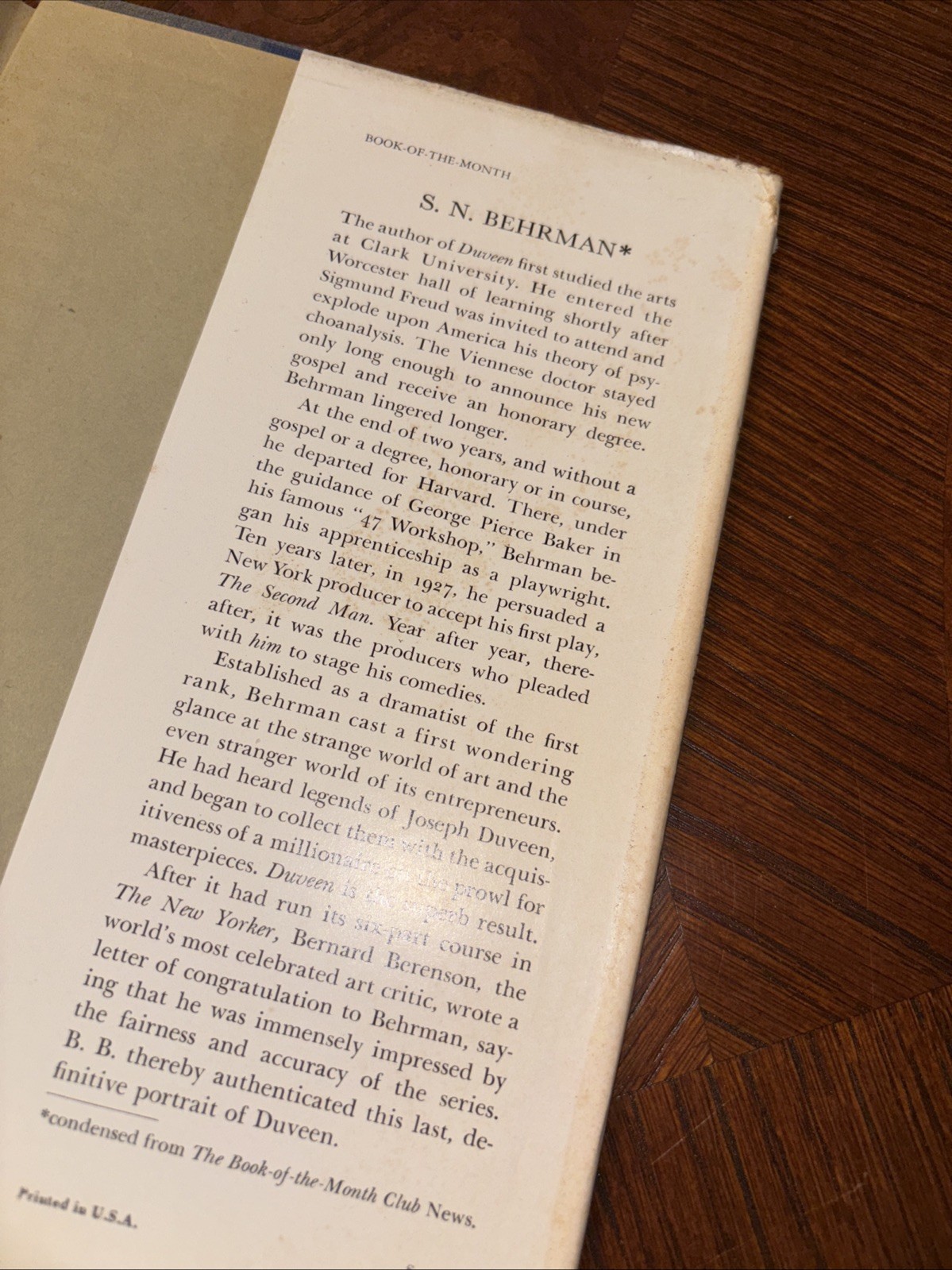 Duveen by S.N. Behrman 1952 1st Print Random House HC / DJ BOMC