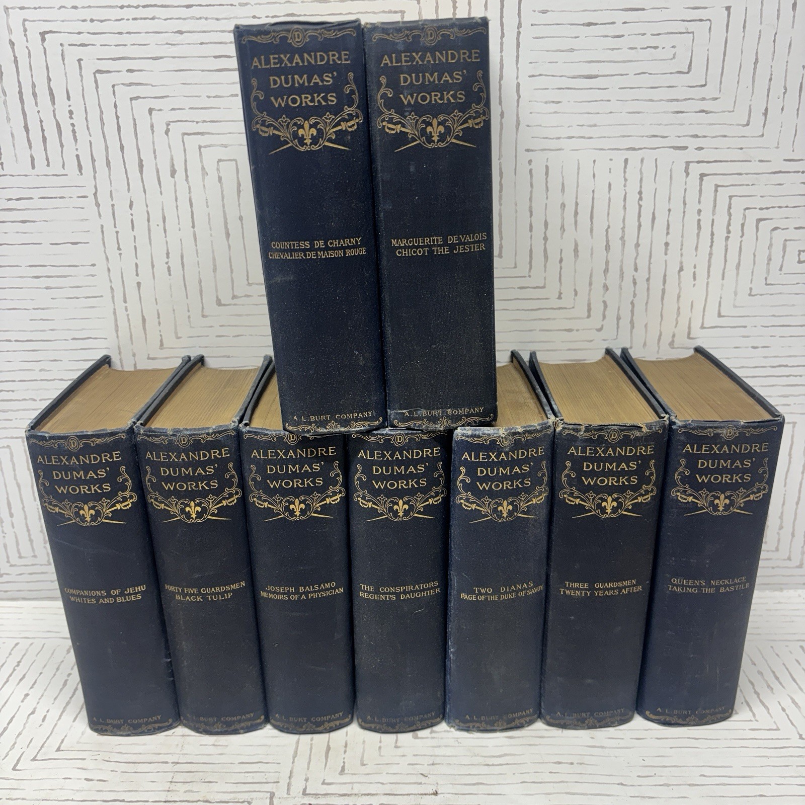 Antique The Works Of Alexandre Dumas A.L. Burt Company Standard Edition 9 Volume