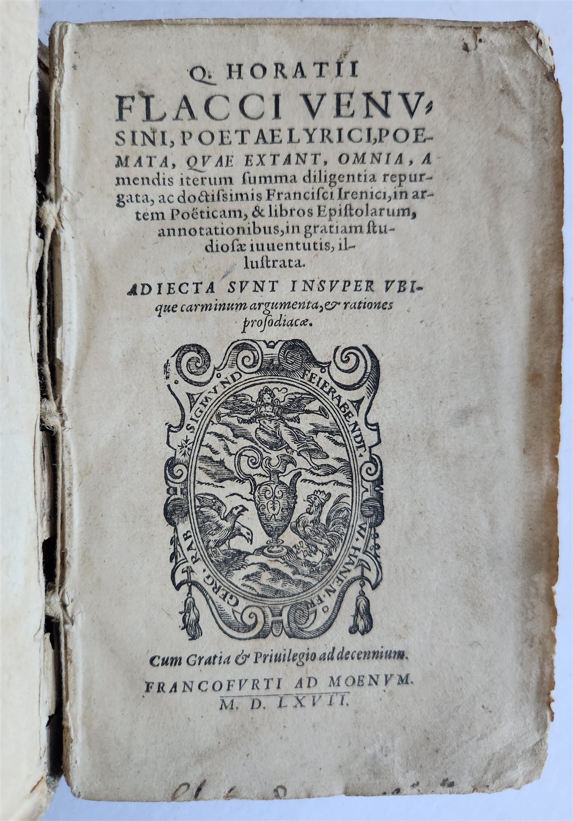 1567 HORACE POETRY antique HAND TOOLED PIGSKIN BINDING 16th CENTURY