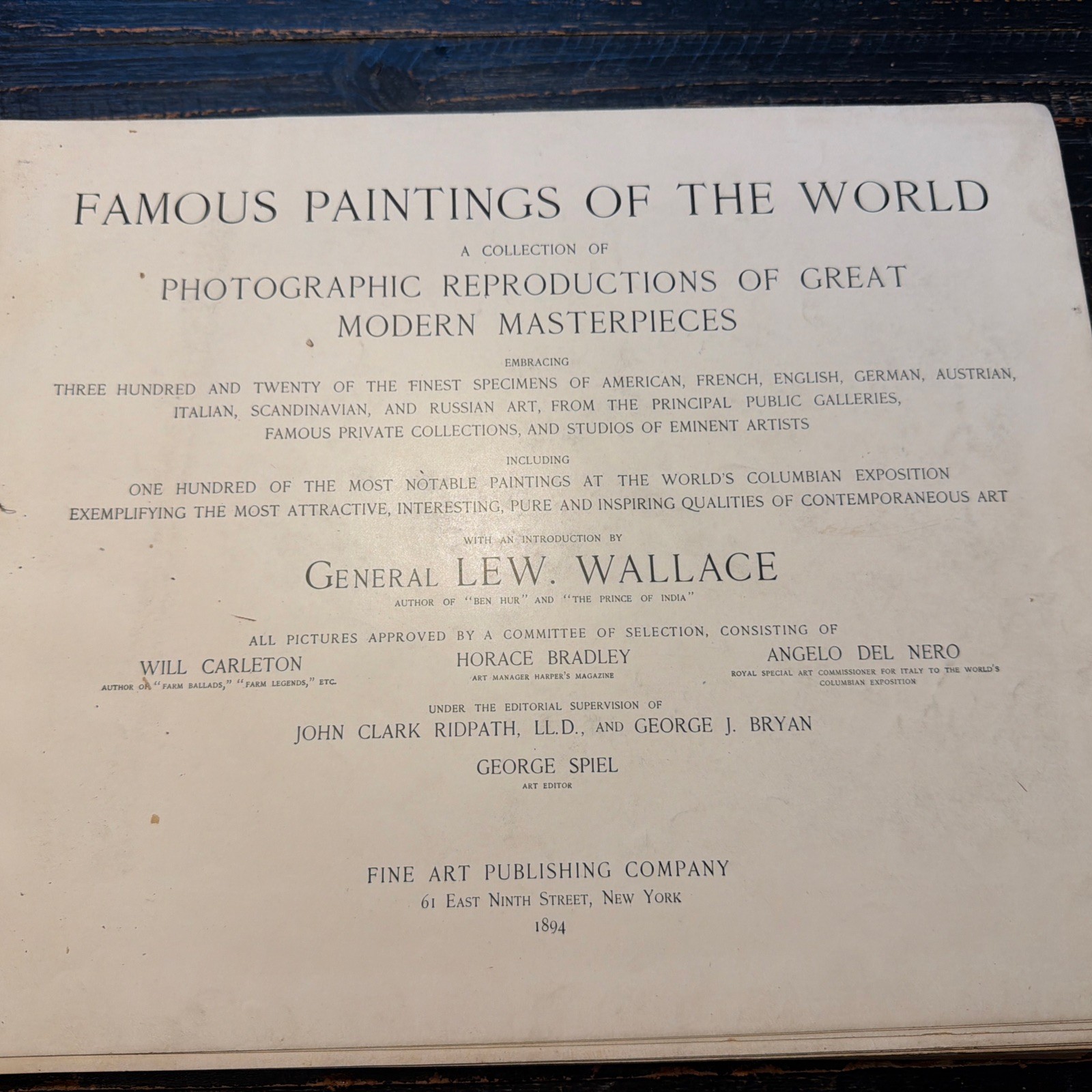 “Famous Paintings Of The World” by Lew Wallace 1894 1st Ed – 320 Great Paintings