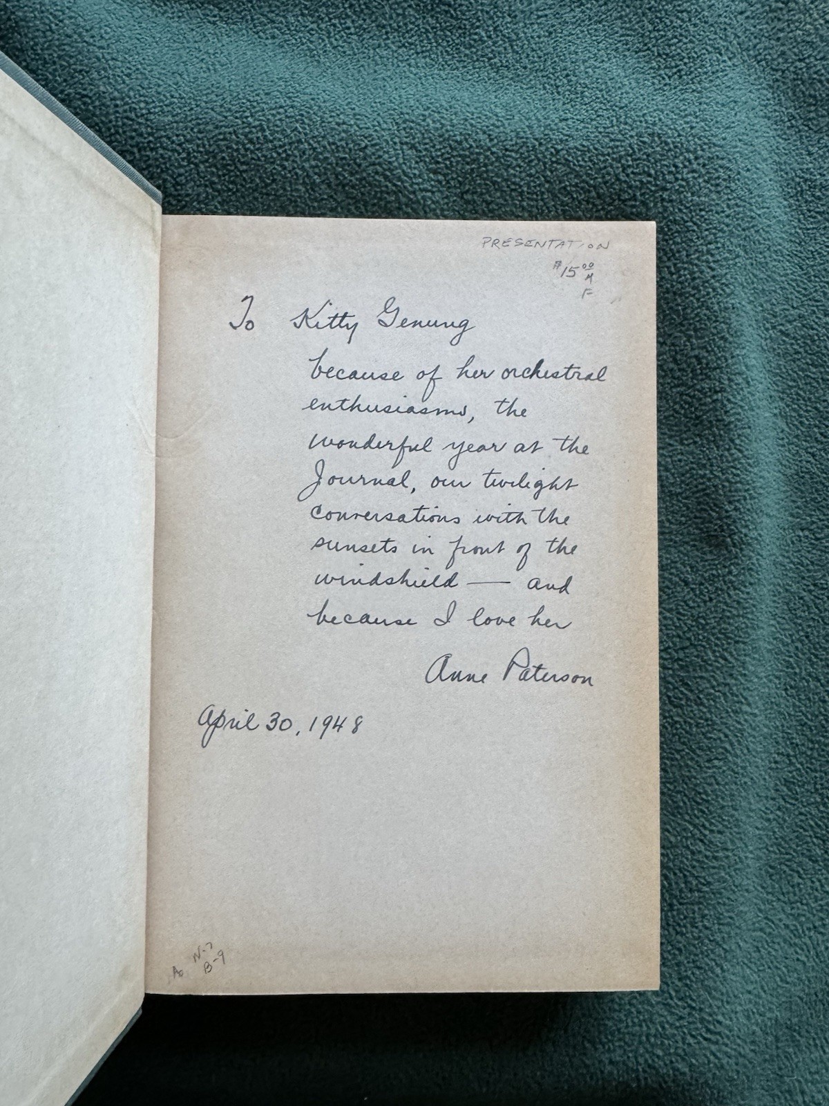 Anne Paterson Sleepless Candle 1941 Second Printing Signed and Inscribed Novel