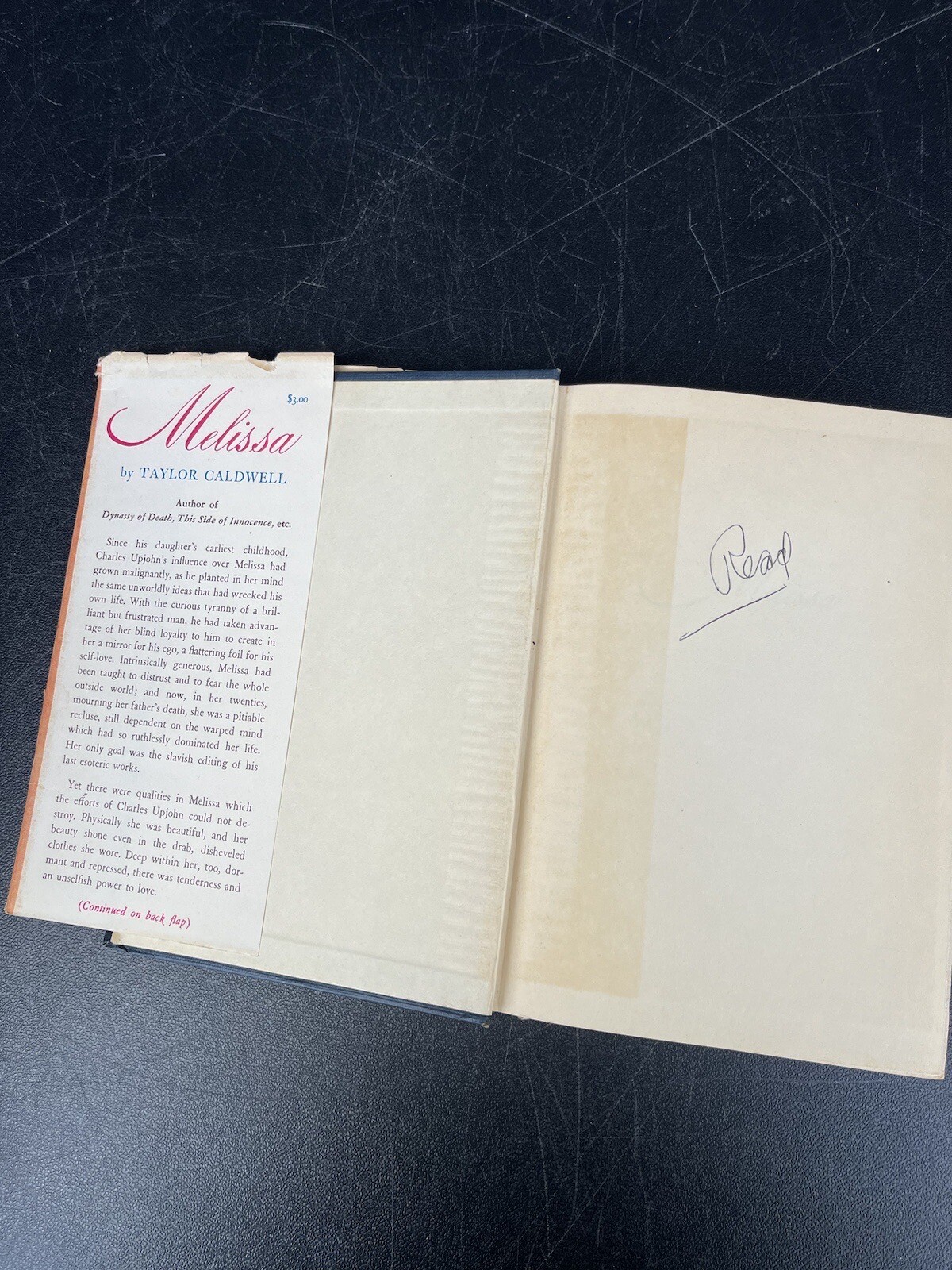 1948 TAYLOR CALDWELL MELISSA GOTHIC TALE WITH DUST JACKET