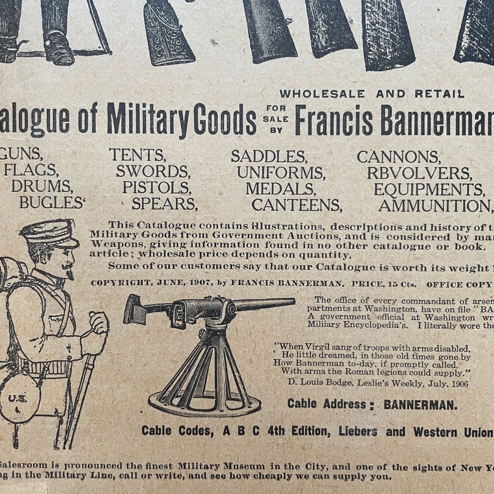 Original 1907 Bannerman Catalogue Of Military Goods • Guns • Uniforms • Weapons
