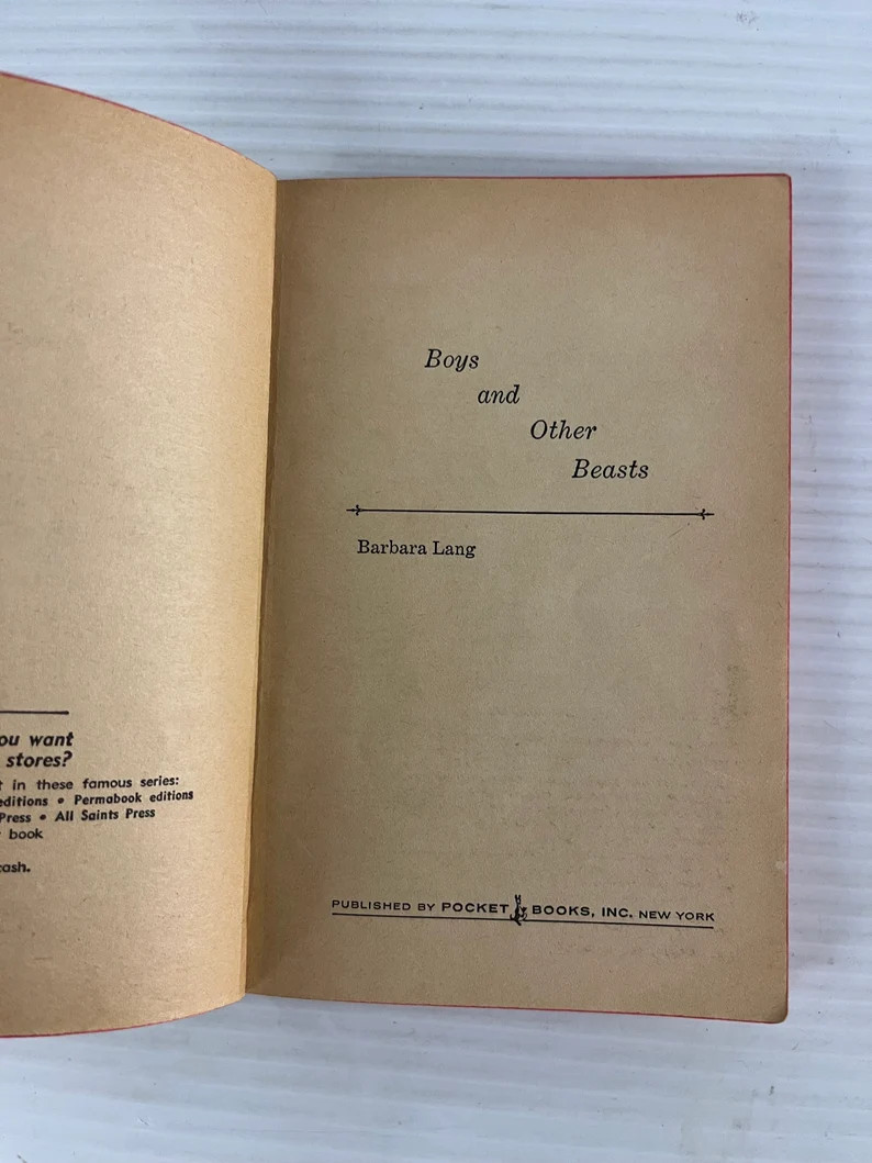 Boys and Other Beasts by Barbara Lang (Vintage Paperback) – 1965 – Pocket Books