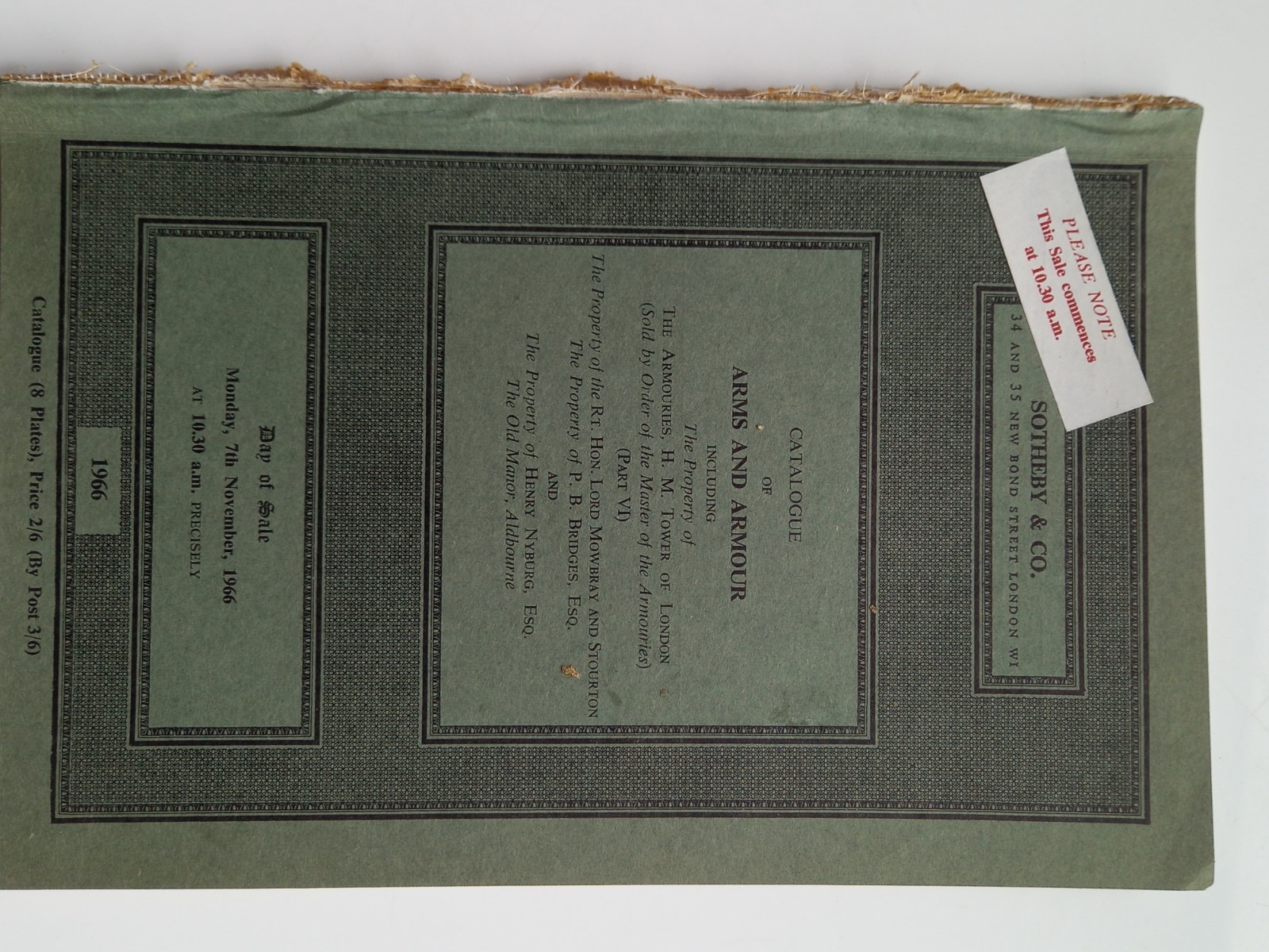 Sotheby 1966 Arms Armour Catalogue BUYER PRICE LIST Colt Pistol Helmet Militaria